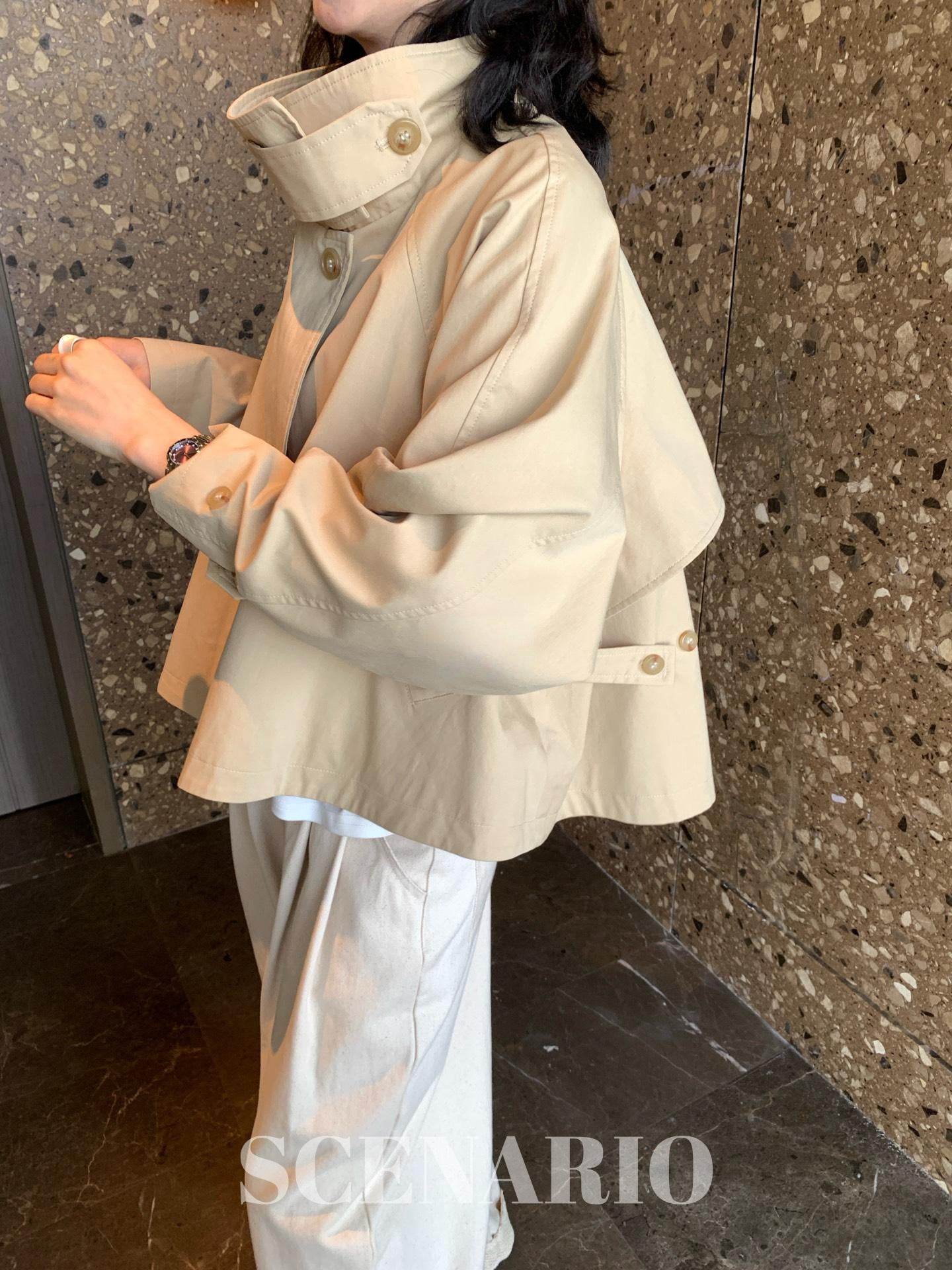 SCENARIO Soft Breeze Cropped Trench Jacket - 2 Colors