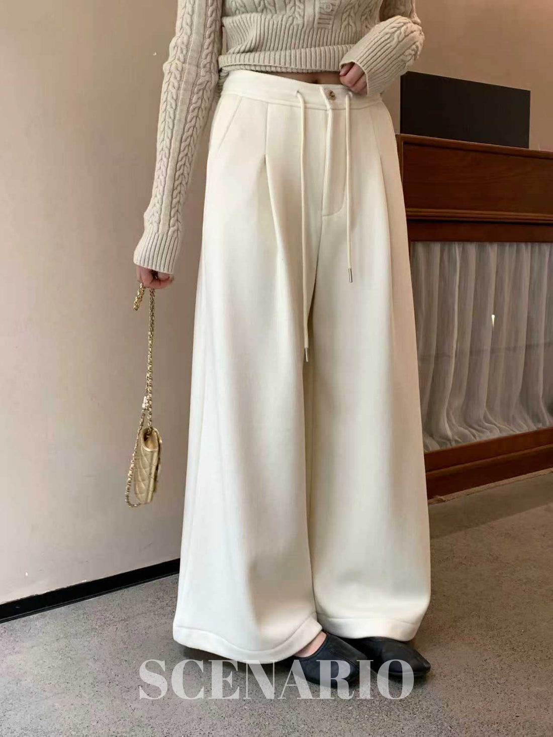 SCENARIO Soft-Wide Pants-Beige