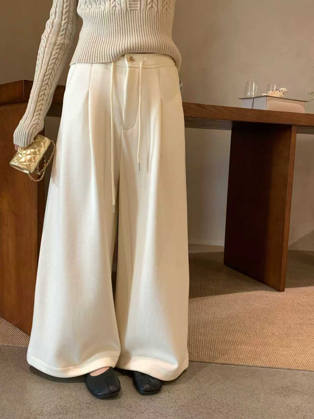 SCENARIO Soft-Wide Pants-Beige
