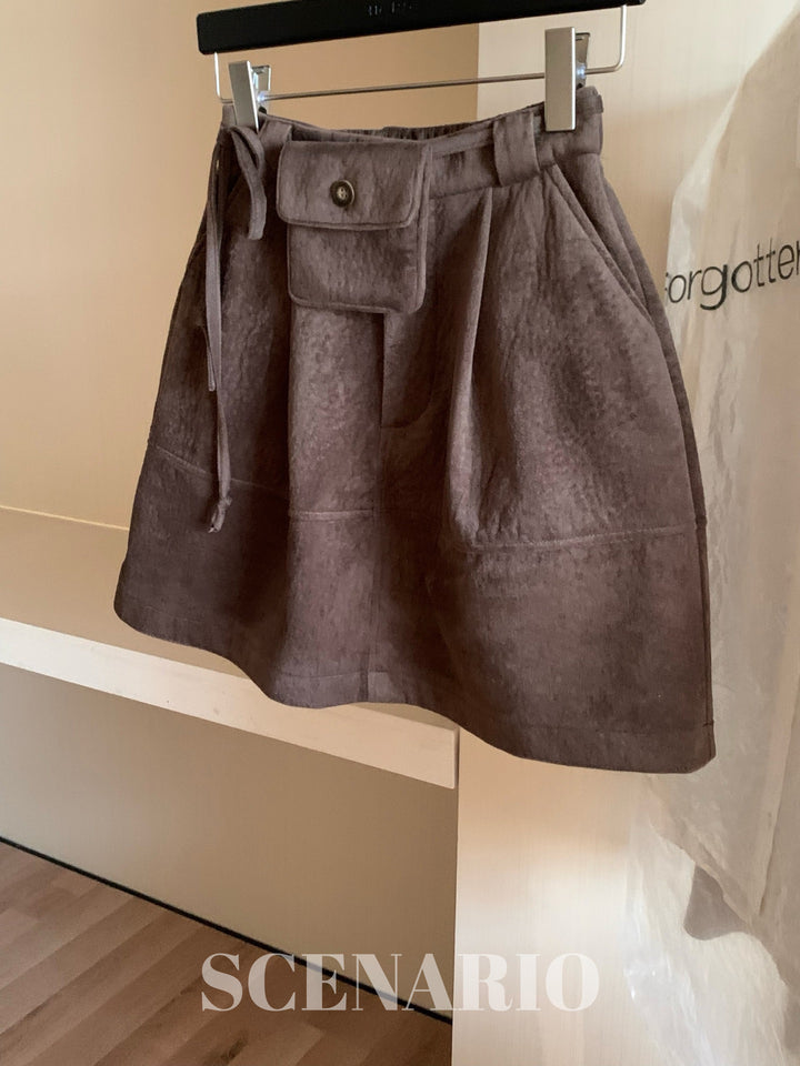 SCENARIO Tulip Mini Skirt-Brown