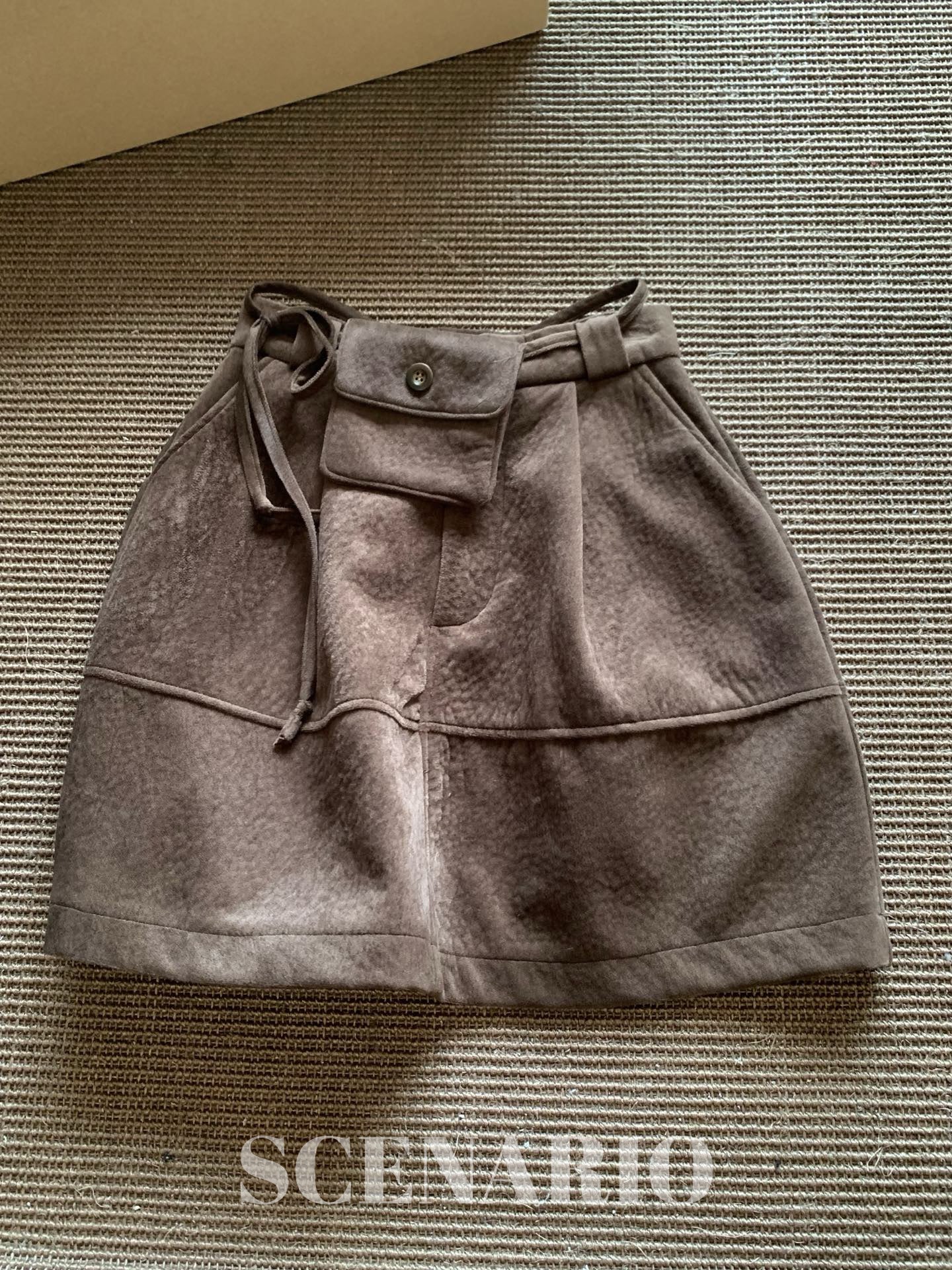 SCENARIO Tulip Mini Skirt-Brown