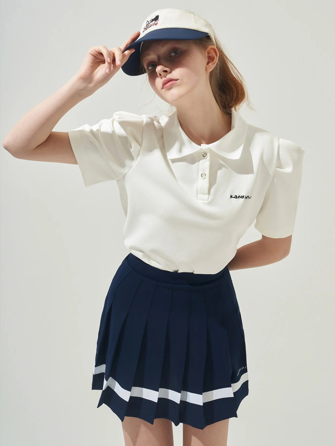 Kandini Color Line Pleats Skirt - Navy