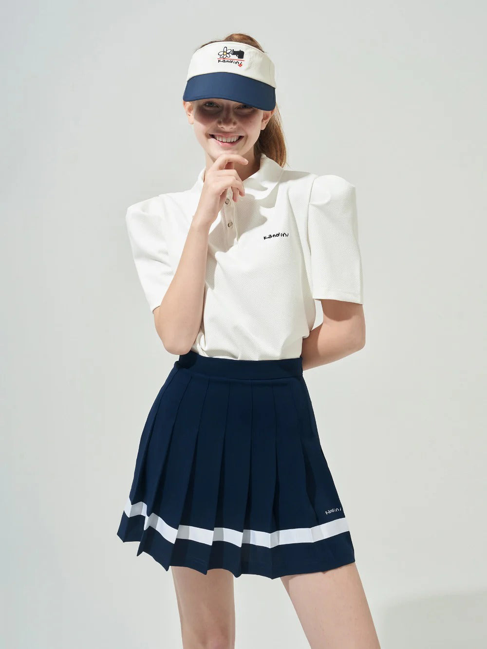 Kandini Color Line Pleats Skirt - Navy