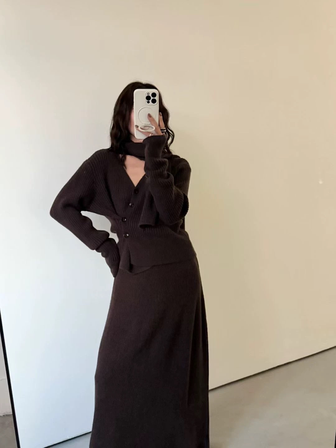 SCENARIO Wool Knit 3 Pieces Set-Three Colors