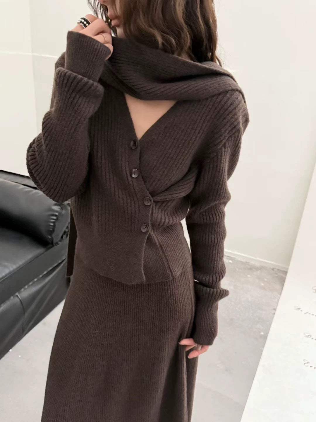 SCENARIO Wool Knit 3 Pieces Set-Three Colors