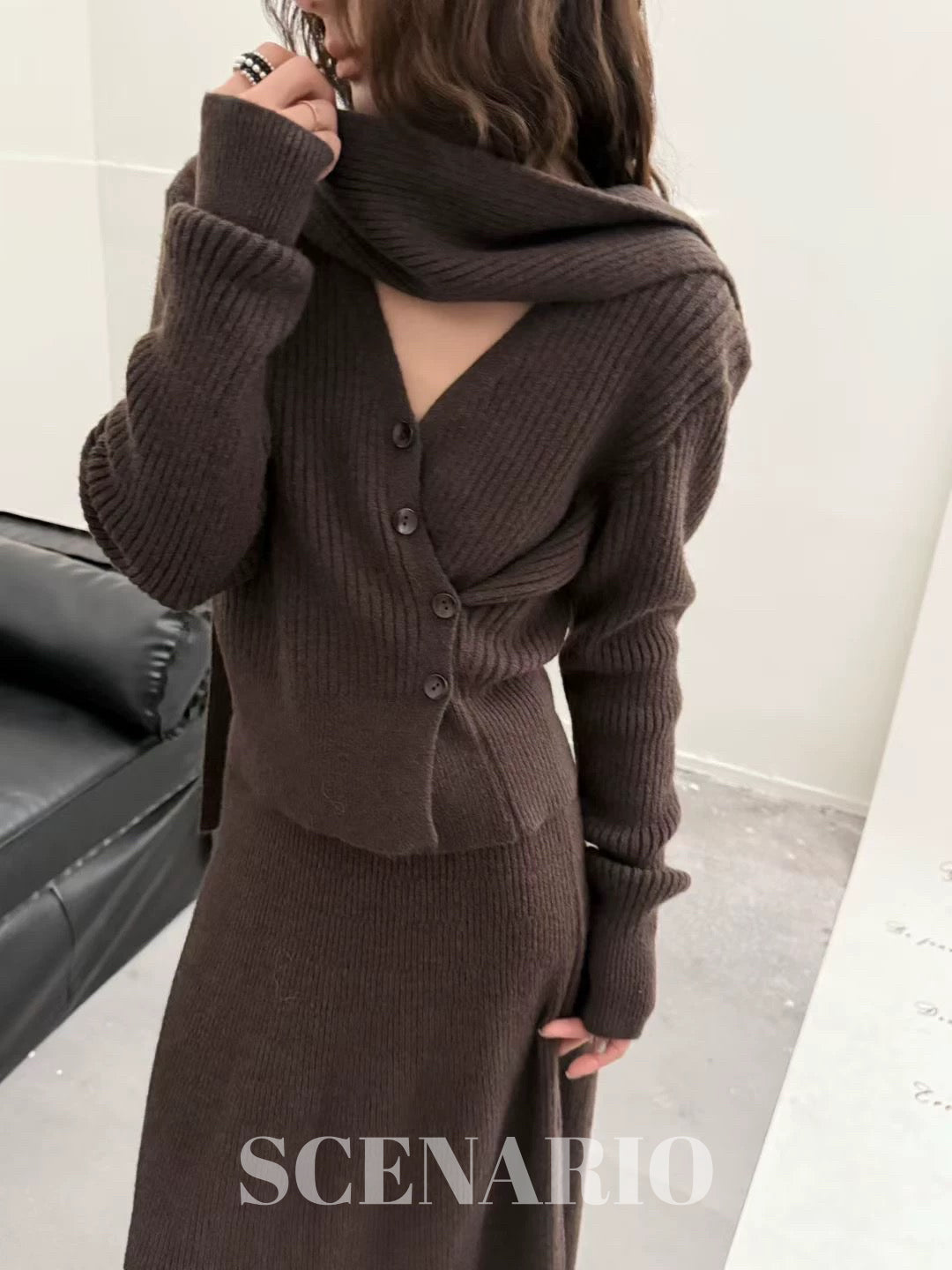SCENARIO Wool Knit 3 Pieces Set-Three Colors