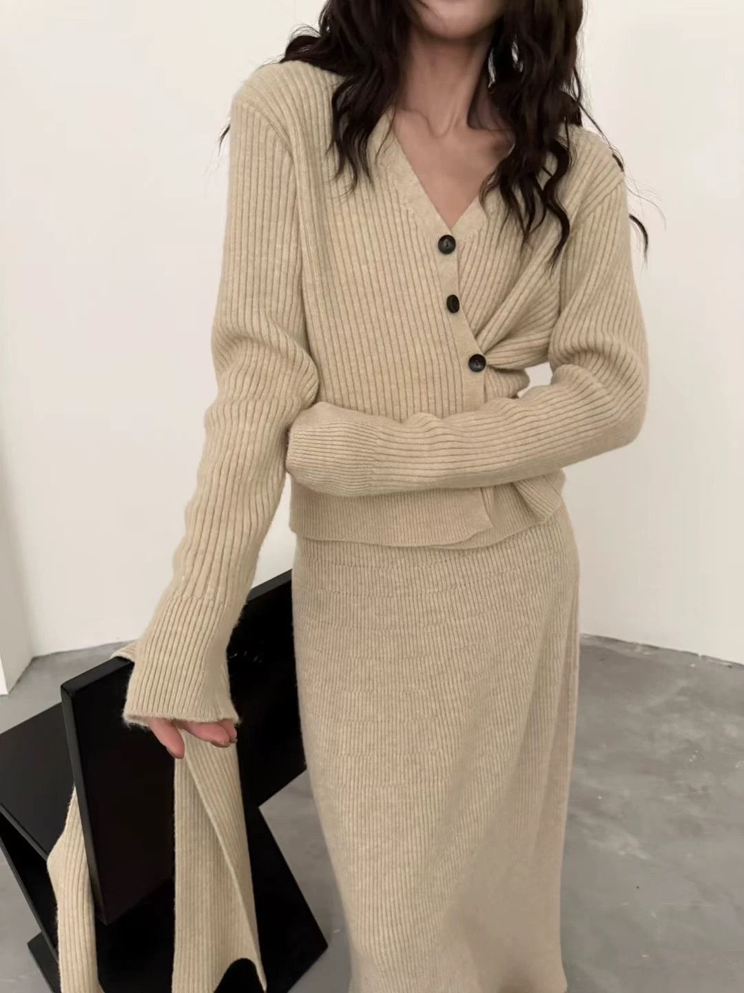 SCENARIO Wool Knit 3 Pieces Set-Three Colors