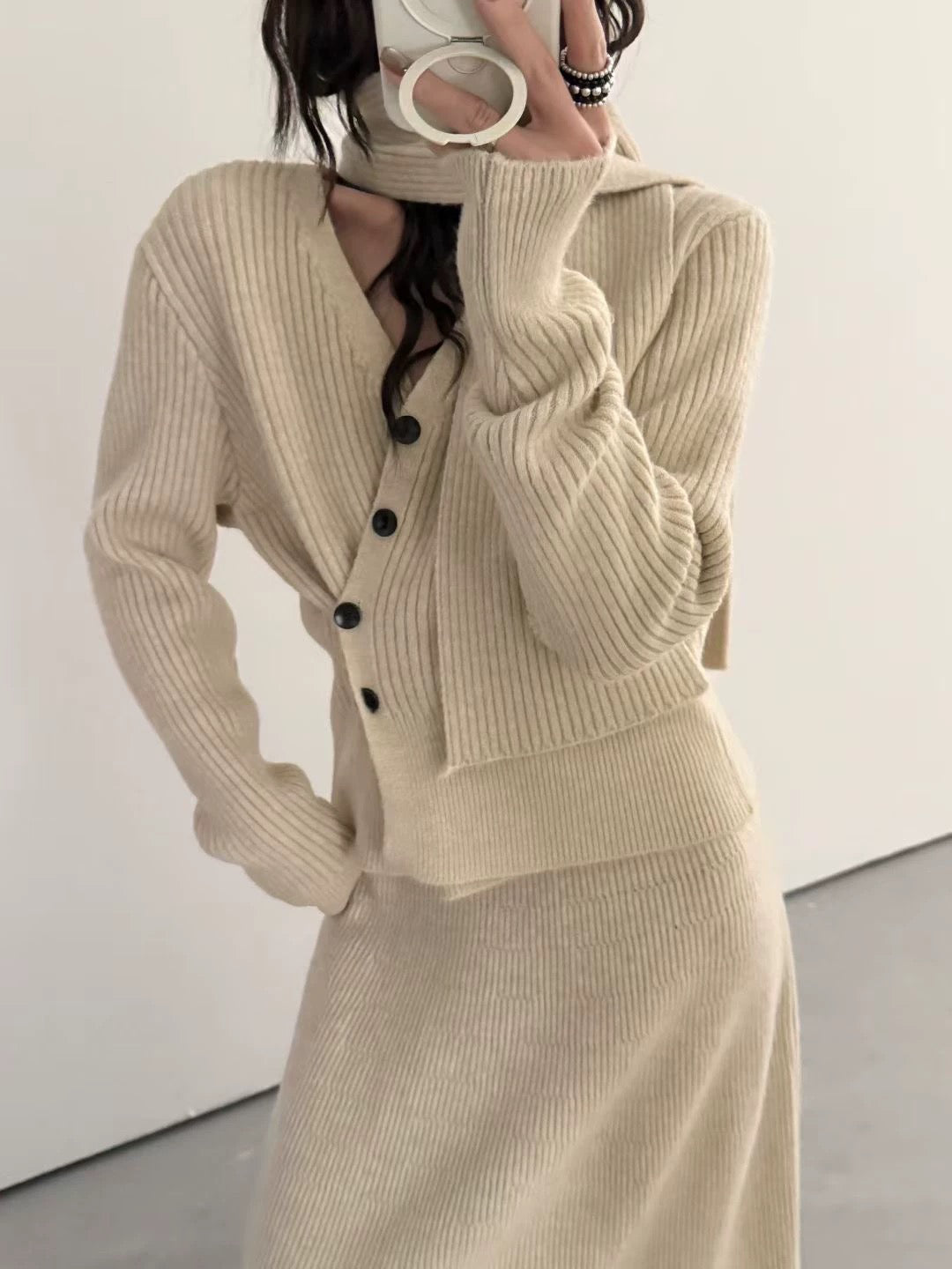 SCENARIO Wool Knit 3 Pieces Set-Three Colors