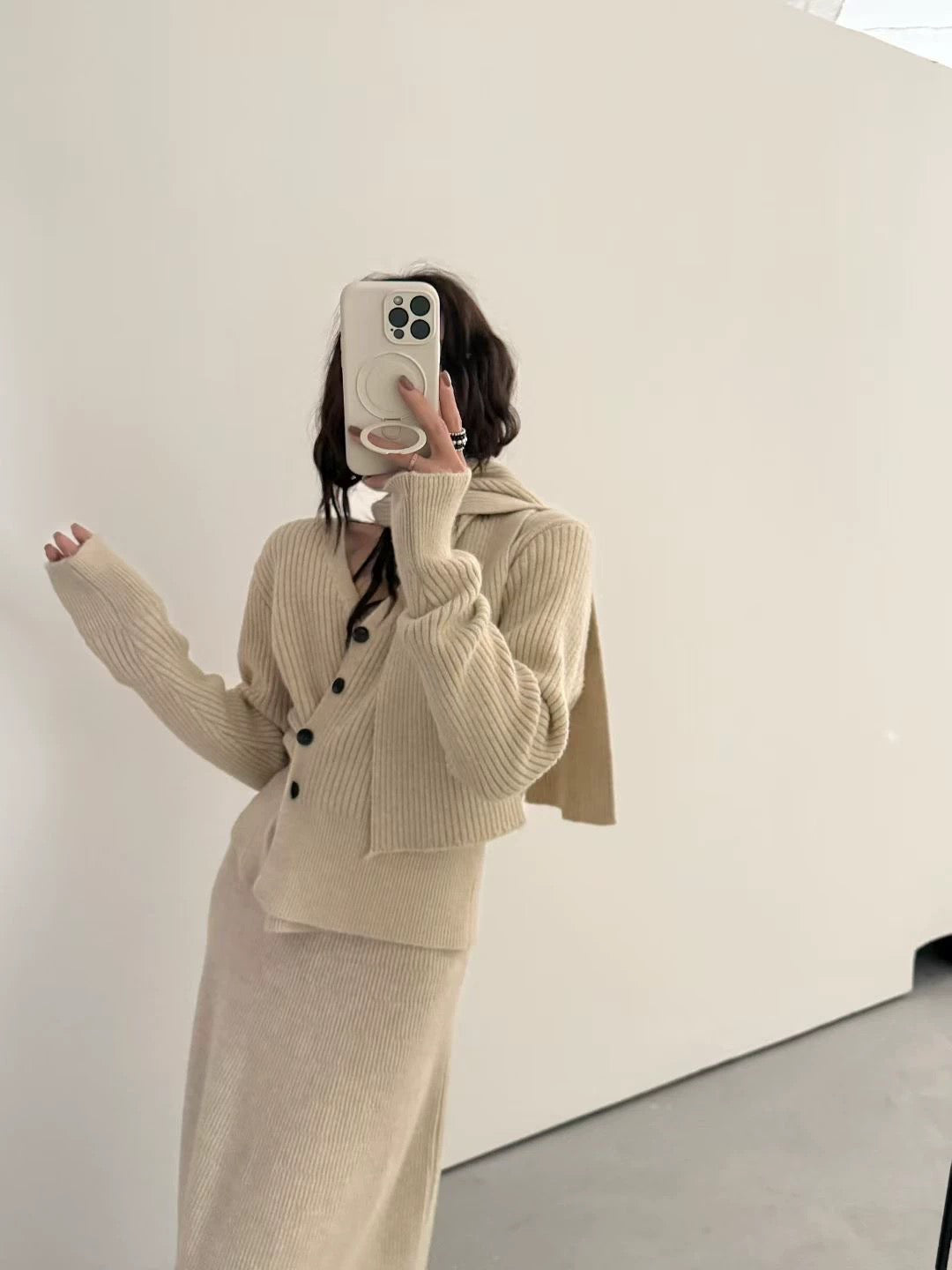 SCENARIO Wool Knit 3 Pieces Set-Three Colors