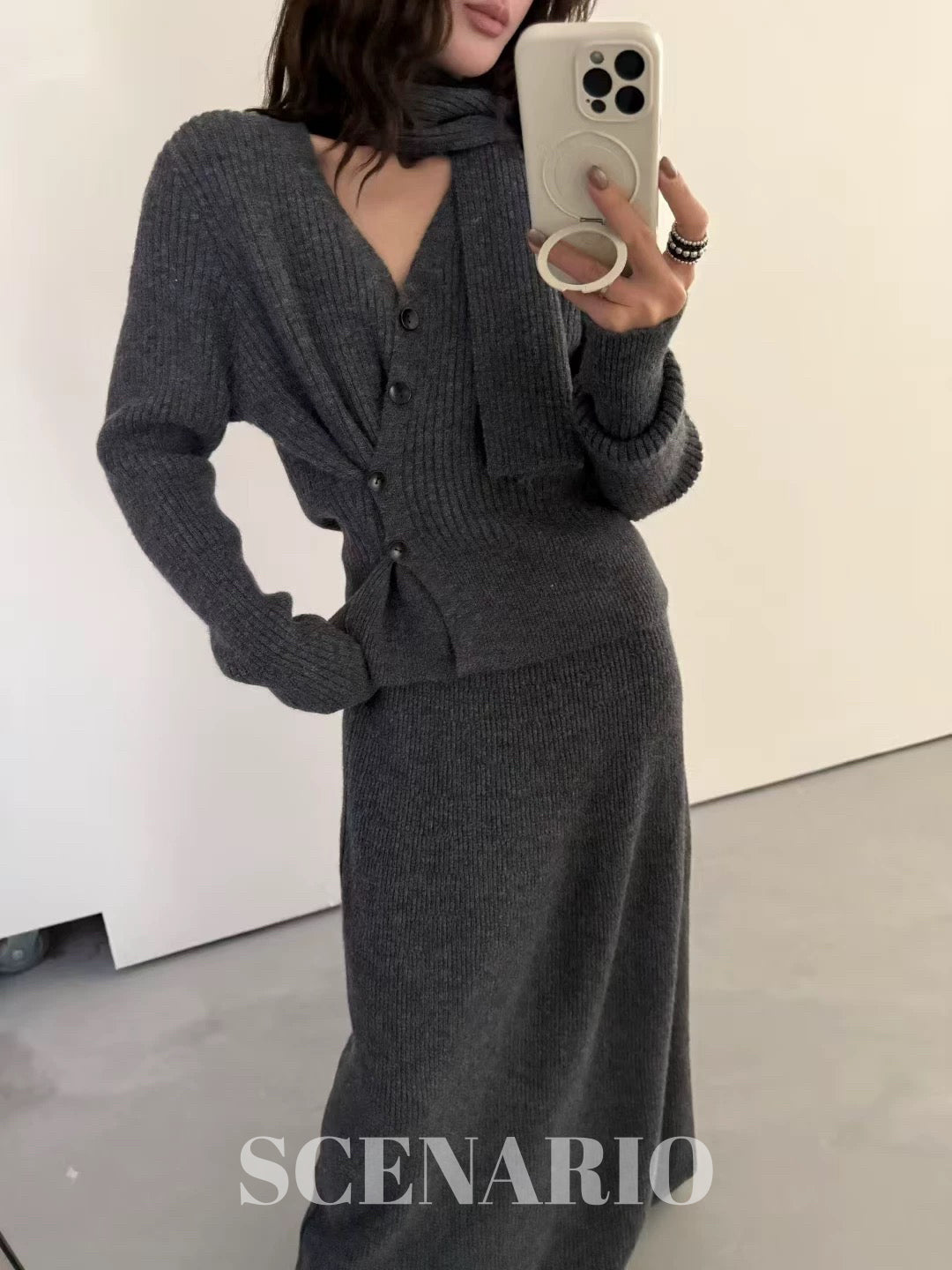 SCENARIO Wool Knit 3 Pieces Set-Three Colors