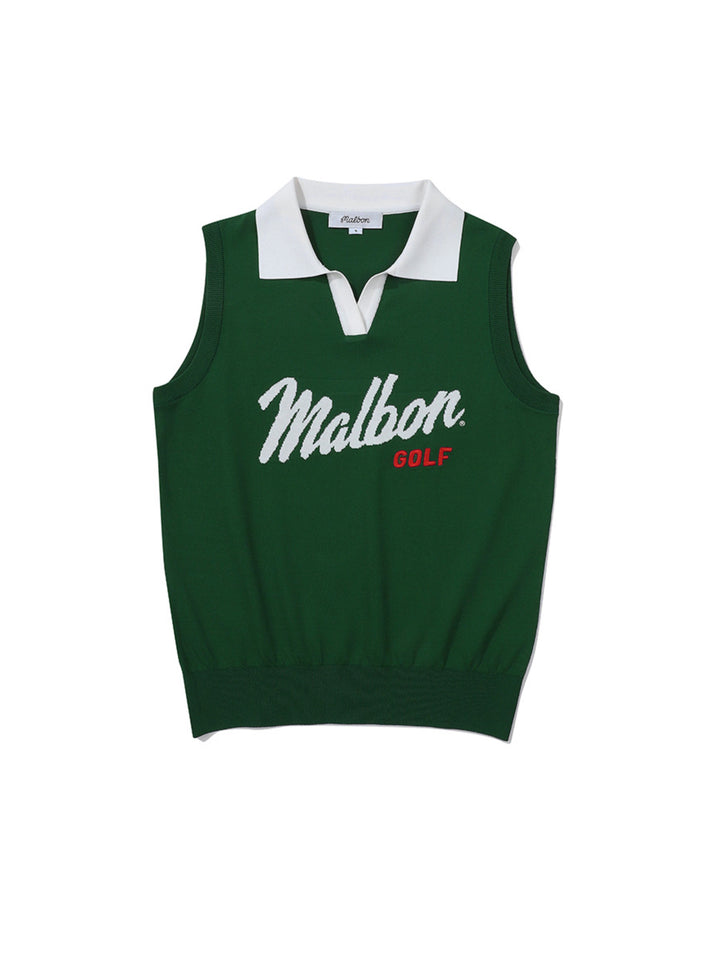Malbon LOGO KNIT VEST-Green