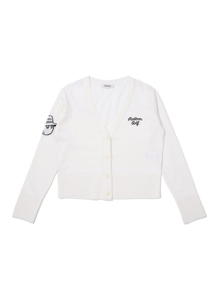 Malbon MESH BURKET KNIT CARDIGAN-White