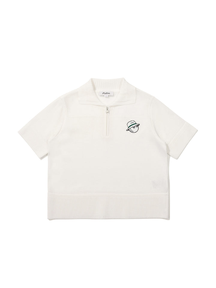 Malbon MESH BURKET KNIT TOP-White
