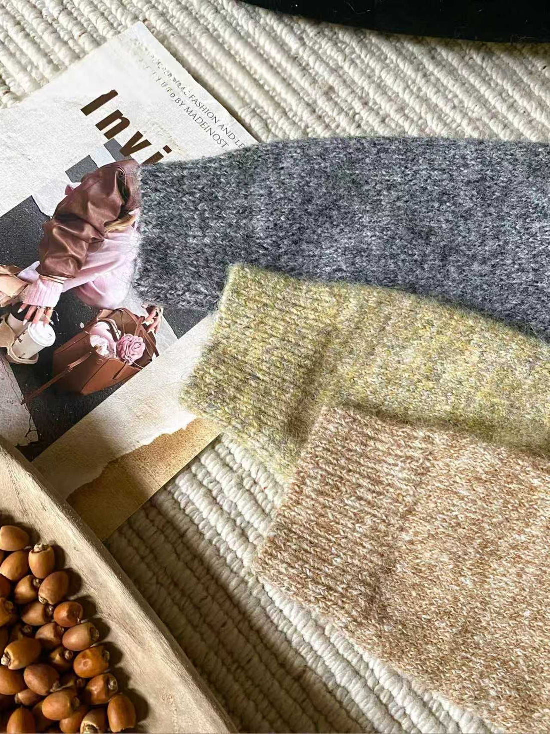 SCENARIO Lazy Scarf-Collar Wool Blend Knit Cardigan-3 Colors