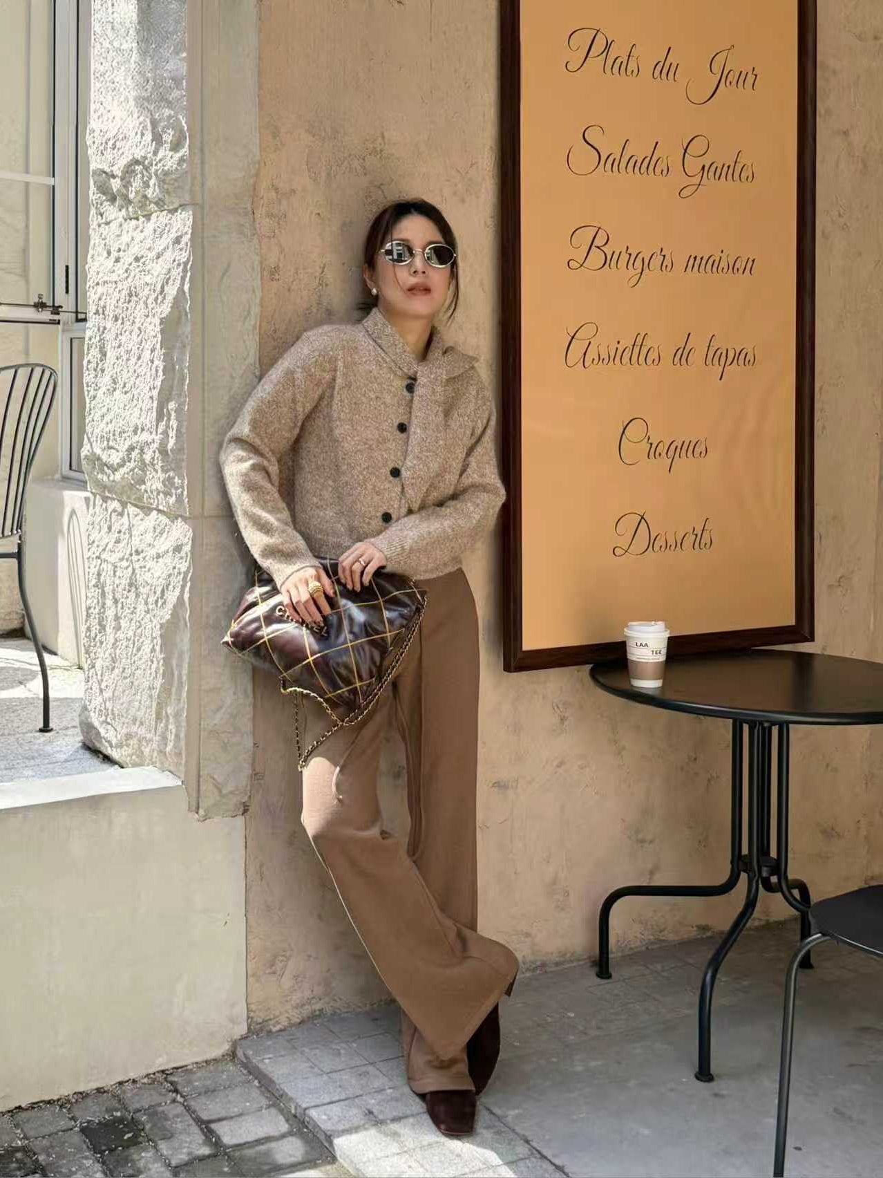 SCENARIO Lazy Scarf-Collar Wool Blend Knit Cardigan-3 Colors