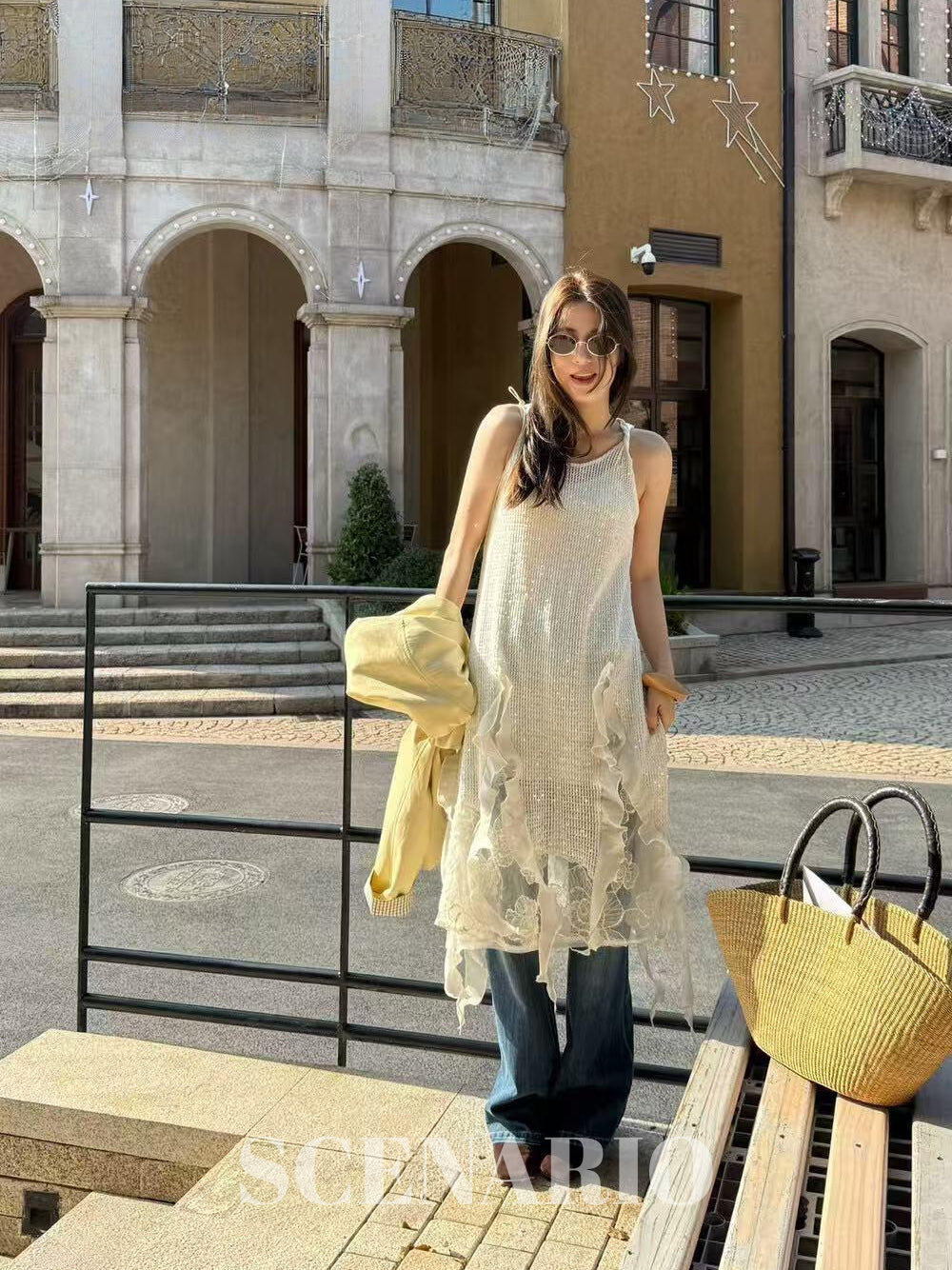 SCENARIO Whispering Petals Midi Dress-Two Colors