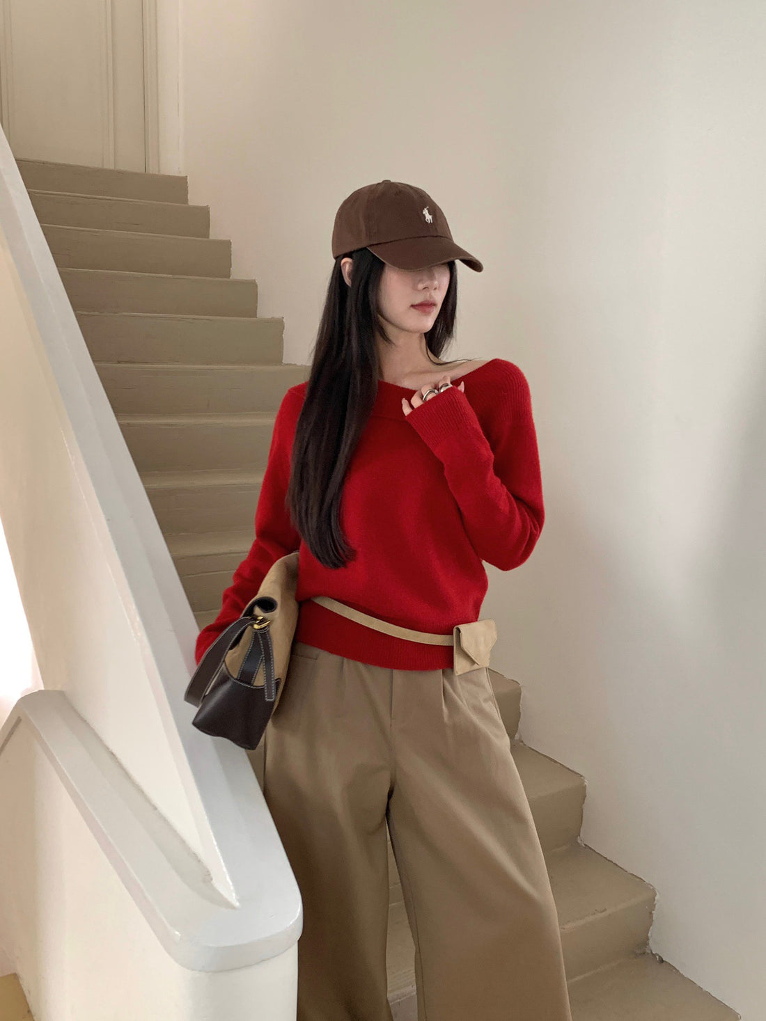 SCENARIO Origami Fold Wool Knit Top-Two Colors