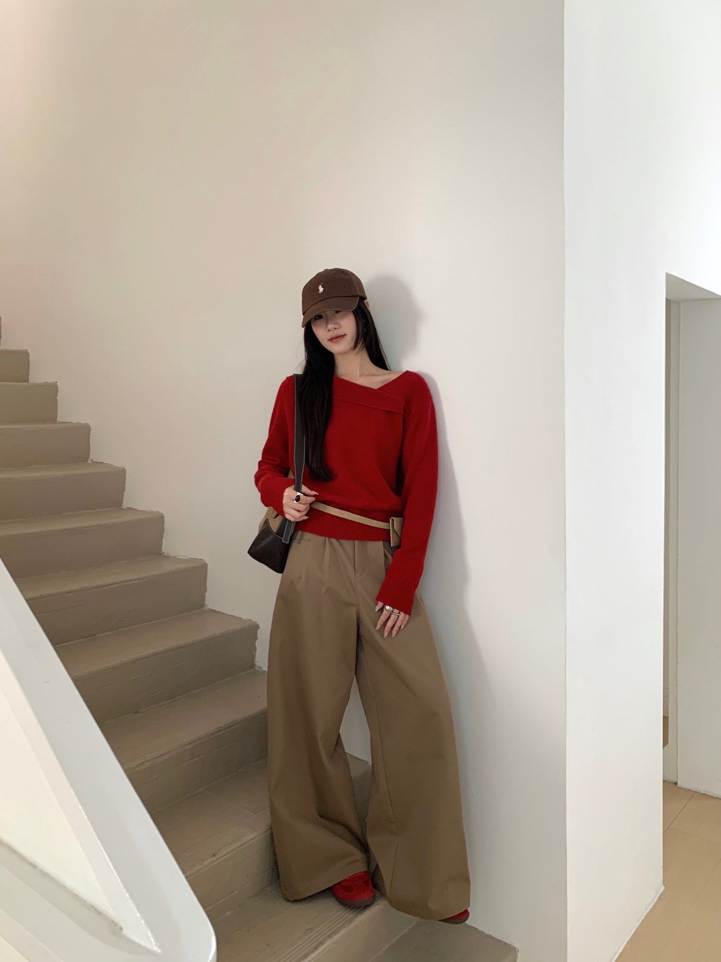 SCENARIO Origami Fold Wool Knit Top-Two Colors