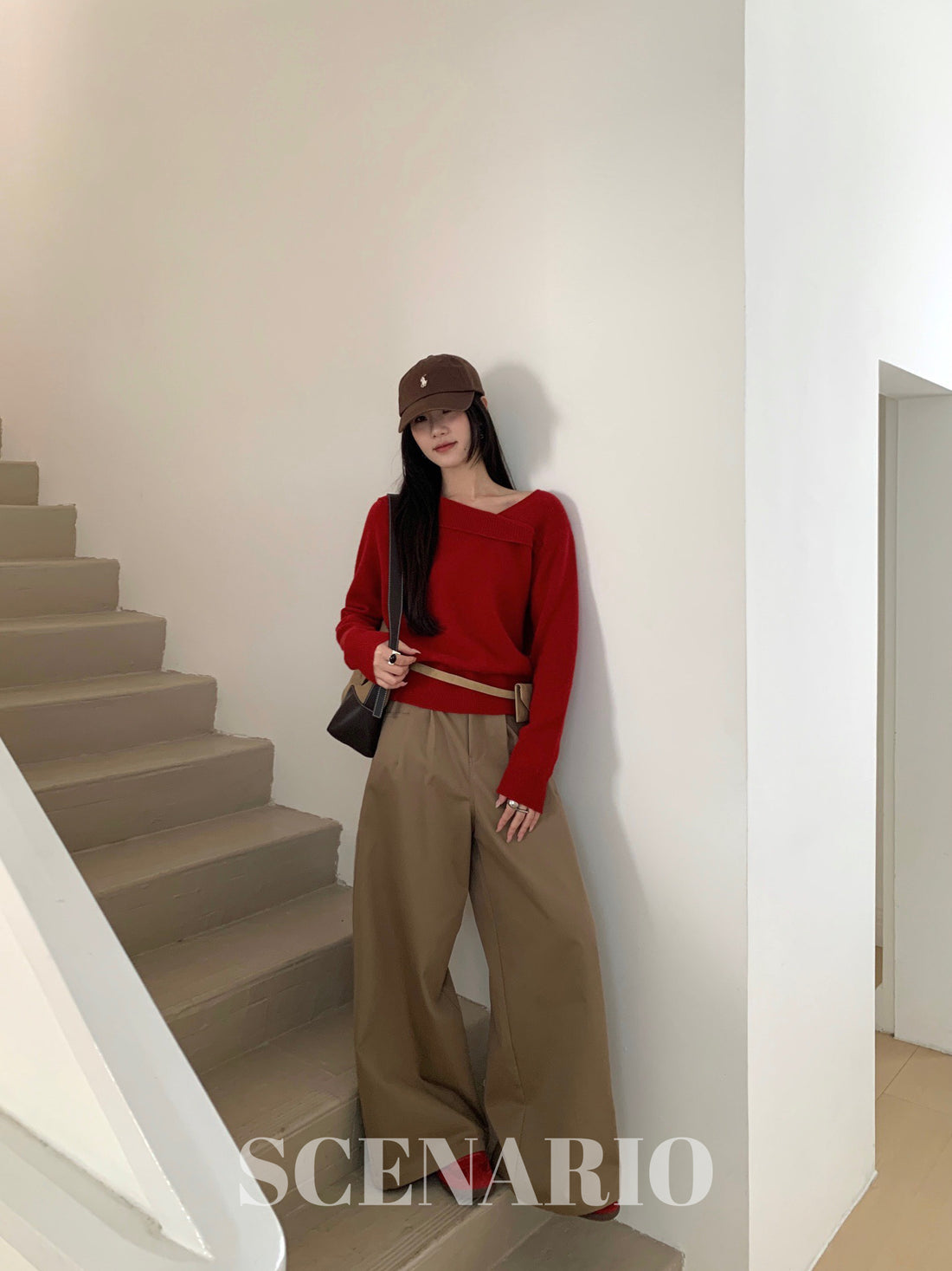 SCENARIO Origami Fold Wool Knit Top-Two Colors