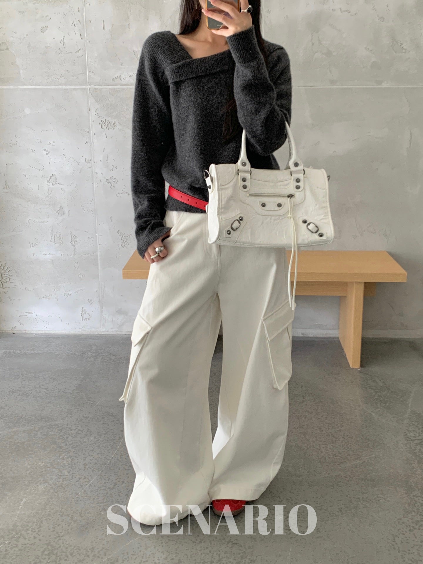 SCENARIO Origami Fold Wool Knit Top-Two Colors