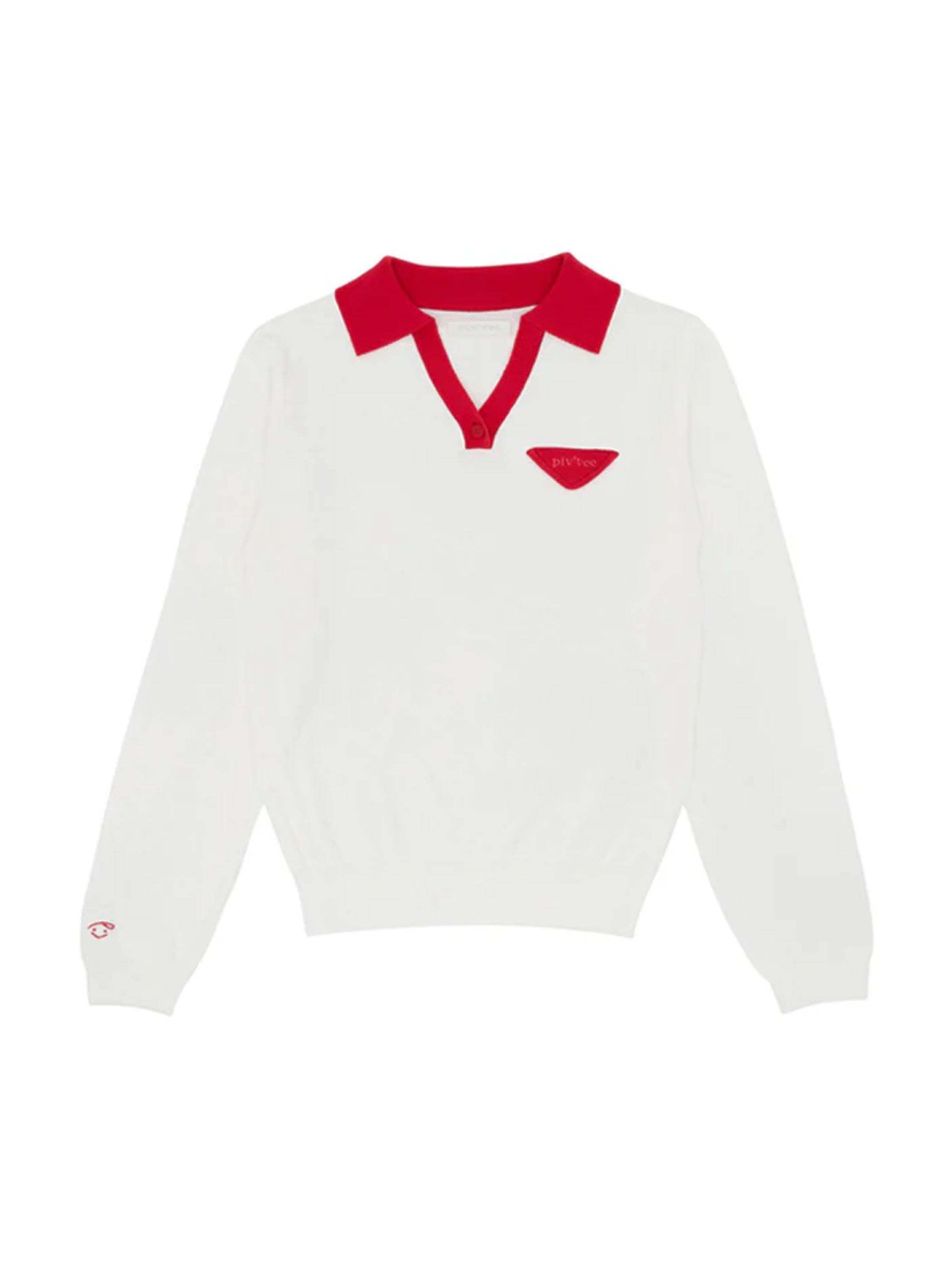 Piv'vee Pointed Collar Polo Knit-Cloud White