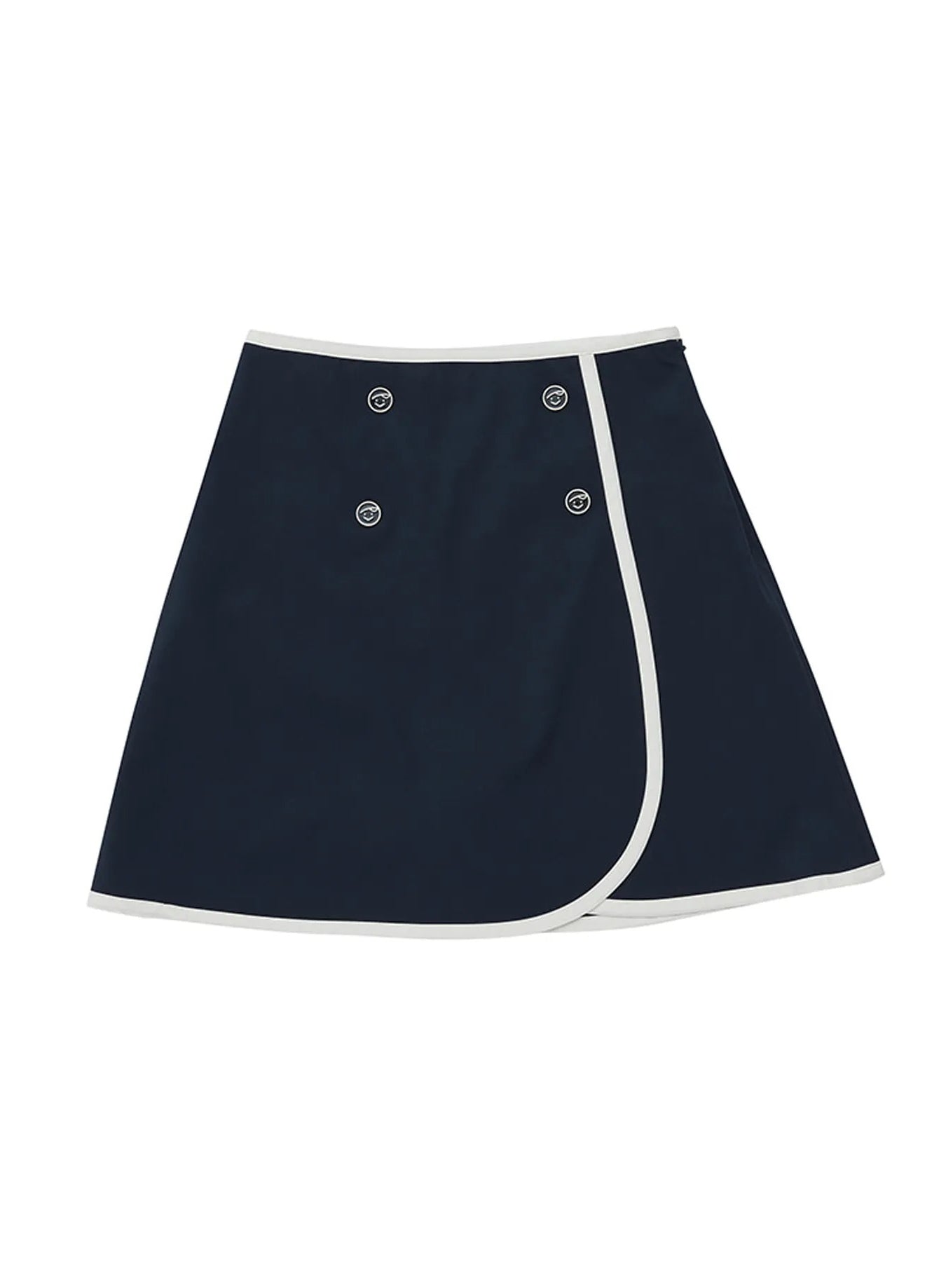 Piv'vee  Bouton Wrap Athleisure Skirt-Ocean Navy