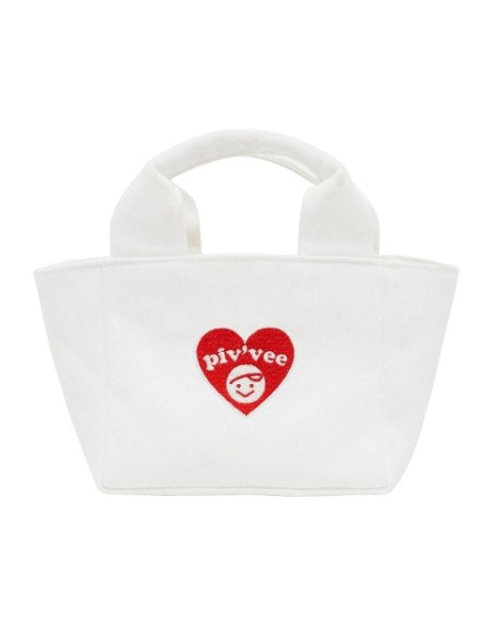 Piv'vee Heart Tote Bag-White