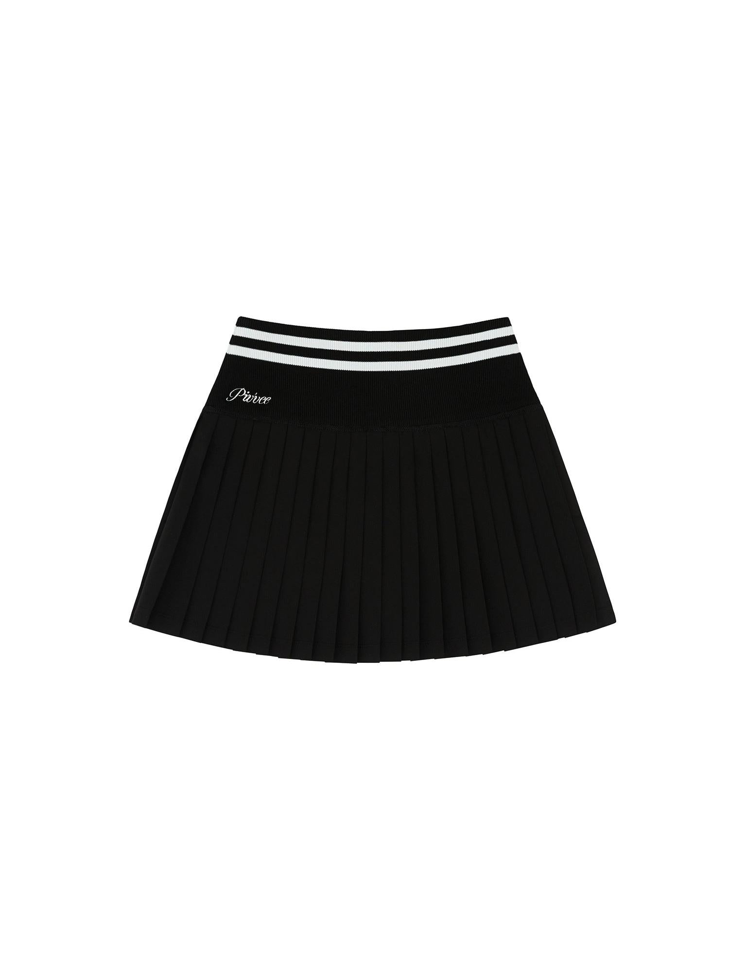 Piv'vee Hybrid Pleated Skirt-Ebony black