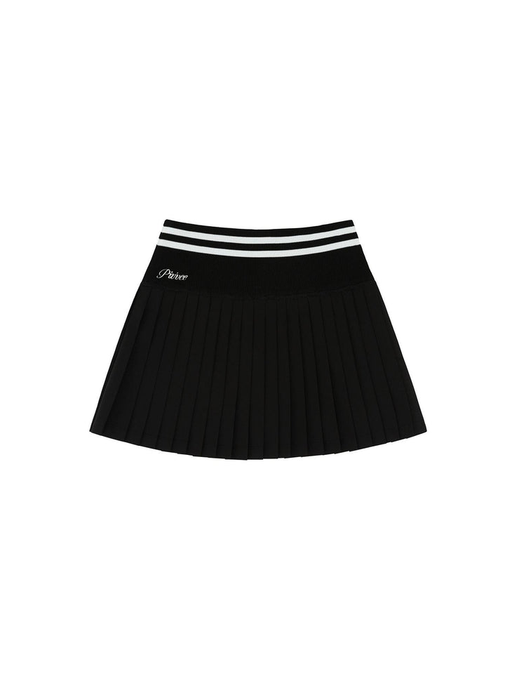 Piv'vee Hybrid Pleated Skirt-Ebony black