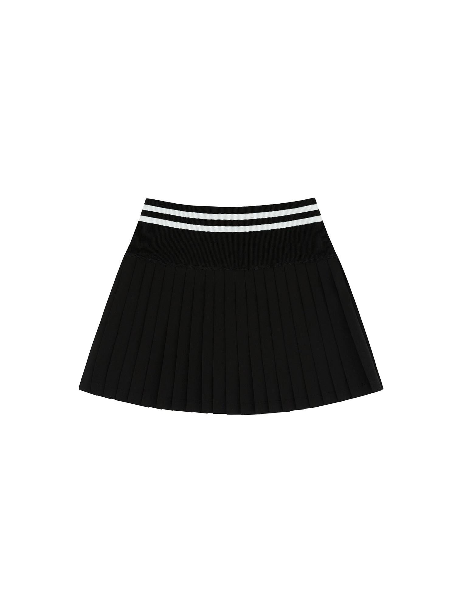 Piv'vee Hybrid Pleated Skirt-Ebony black