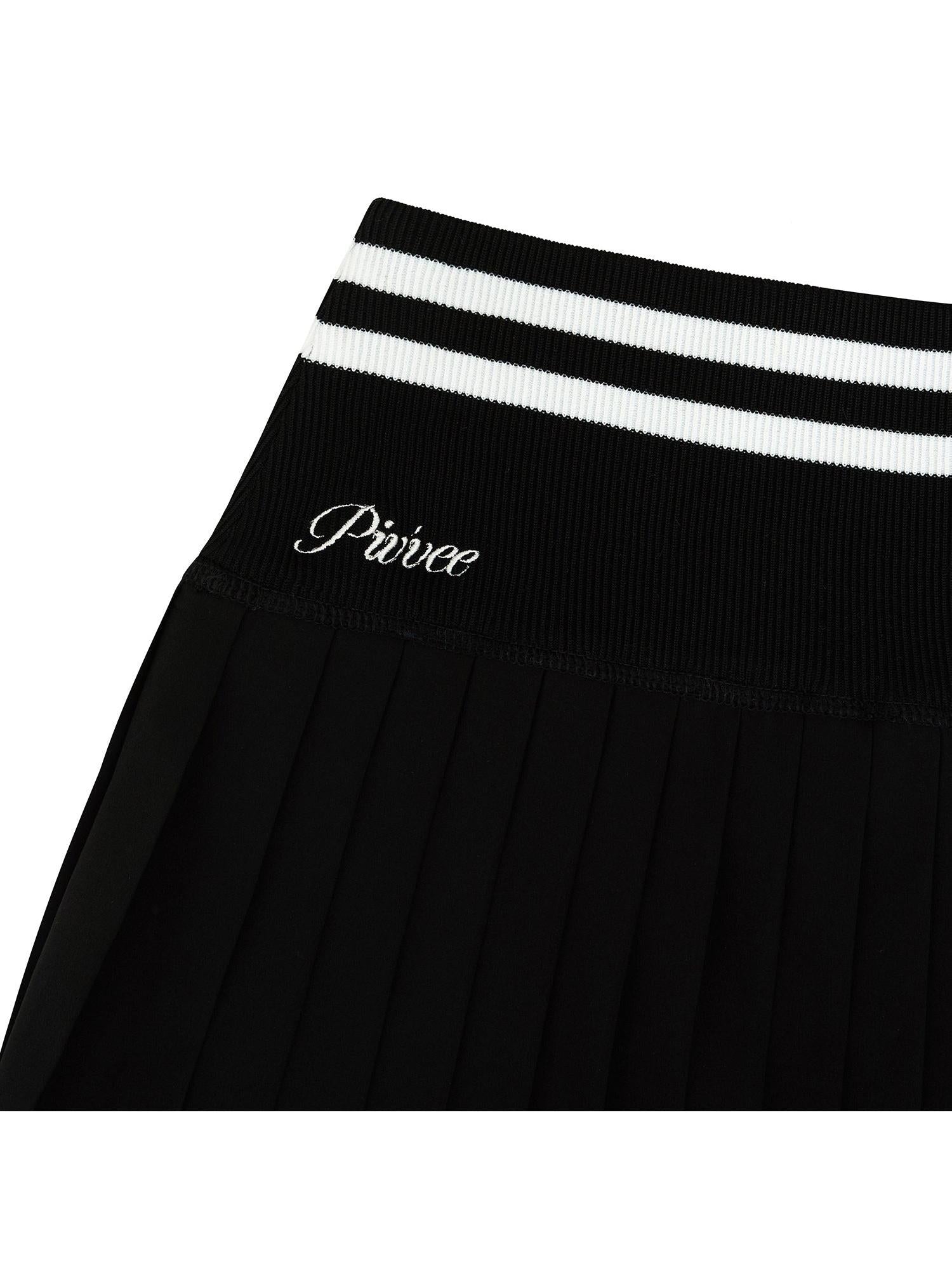 Piv'vee Hybrid Pleated Skirt-Ebony black