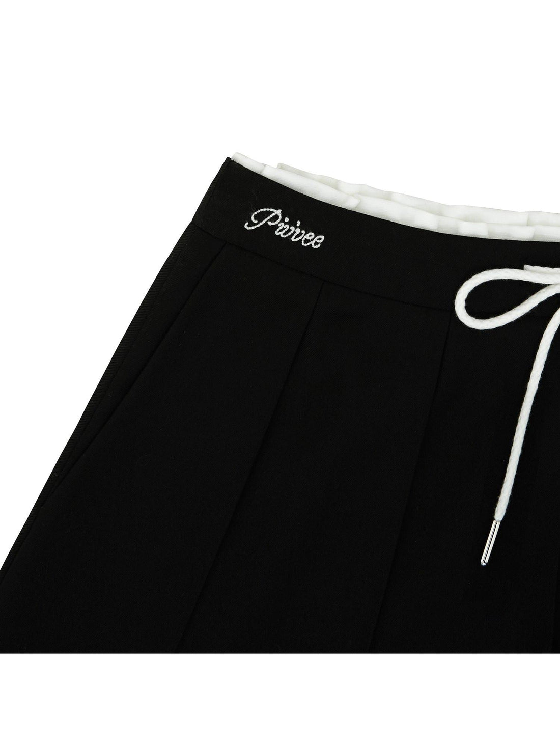 Piv‘vee Preppy String Pleated Skirt-Beige