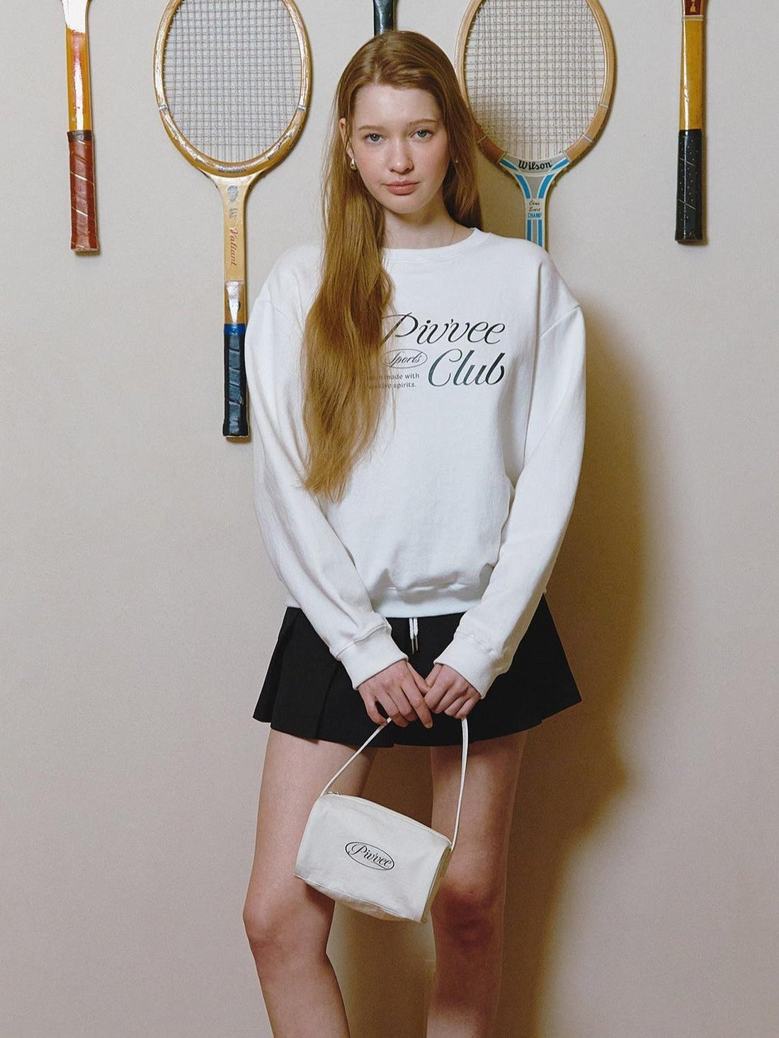 Piv‘vee Preppy String Pleated Skirt-Beige