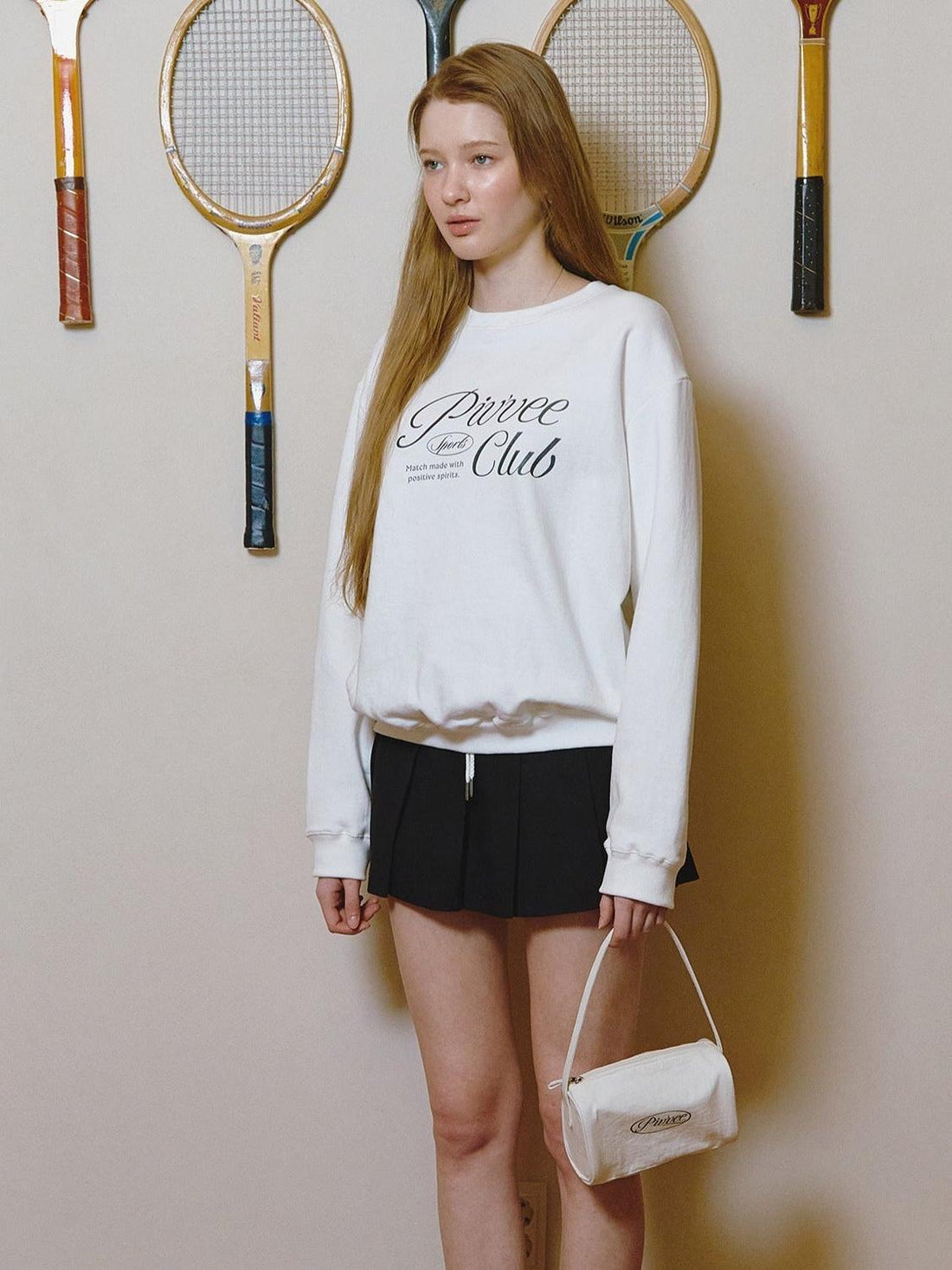 Piv‘vee Preppy String Pleated Skirt-Beige