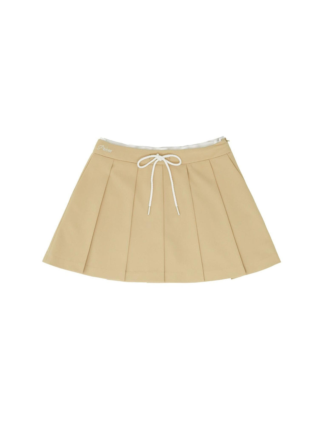 Piv‘vee Preppy String Pleated Skirt-Beige