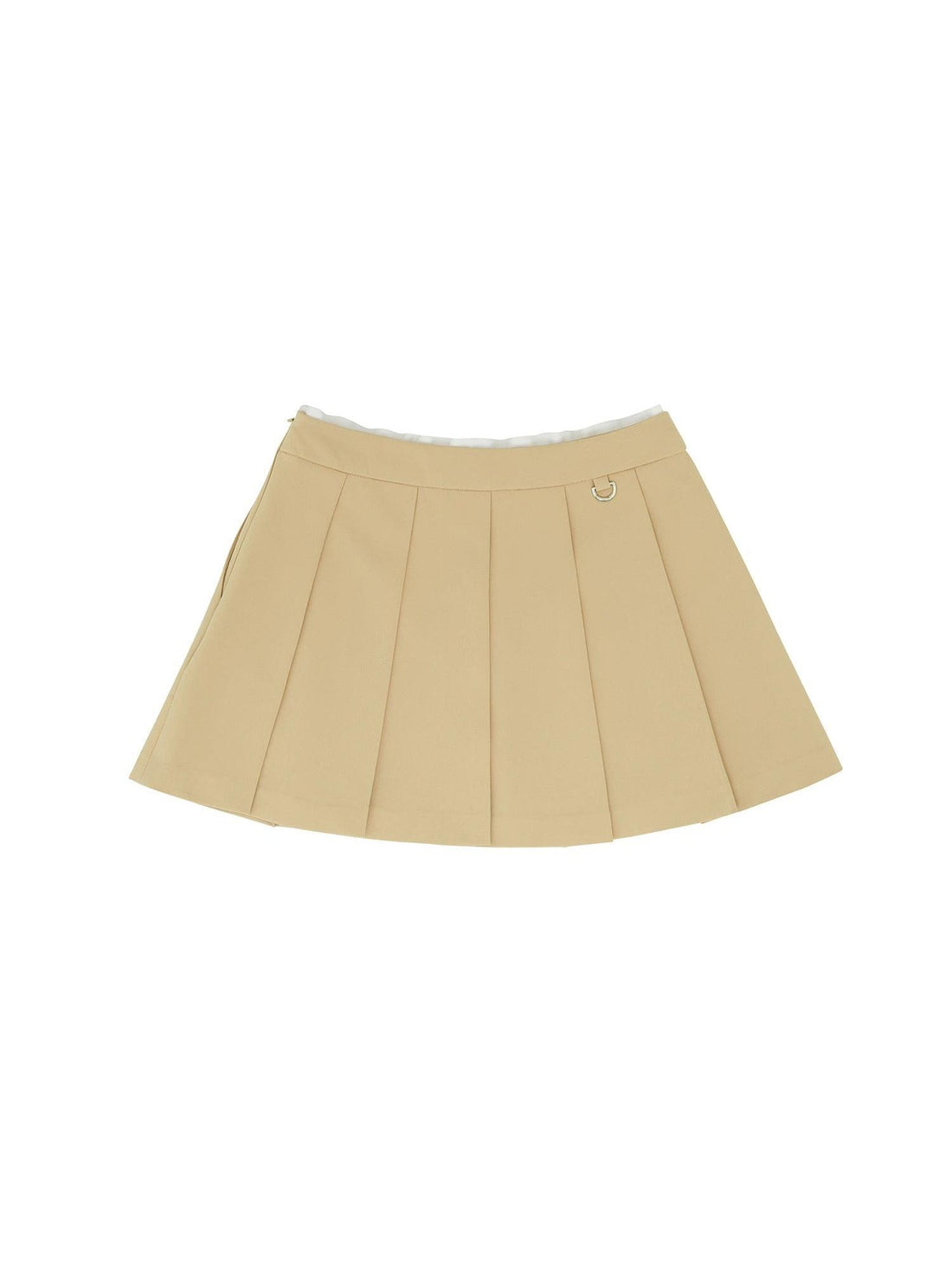 Piv‘vee Preppy String Pleated Skirt-Beige