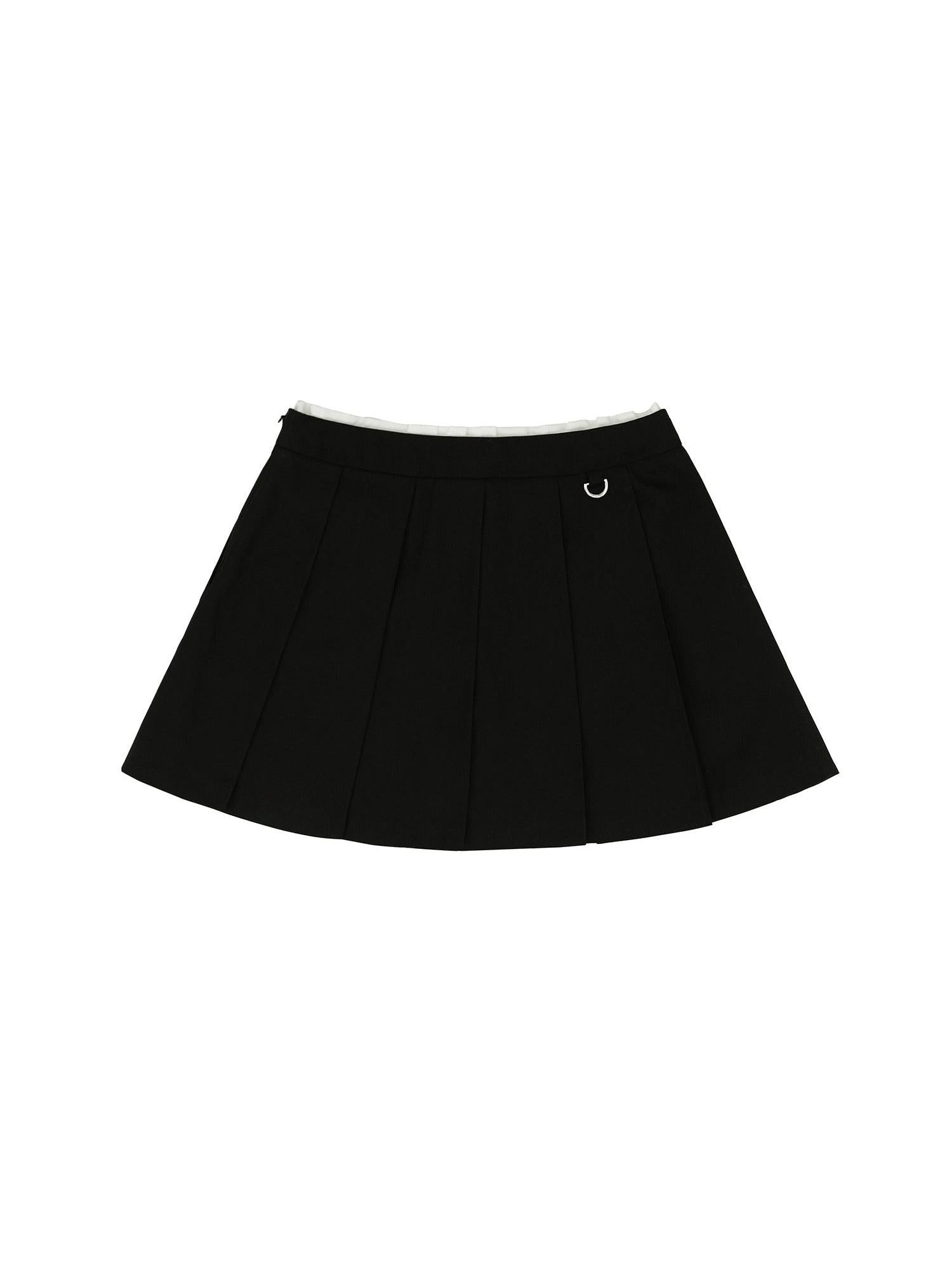 Piv‘vee Preppy String Pleated Skirt-Beige