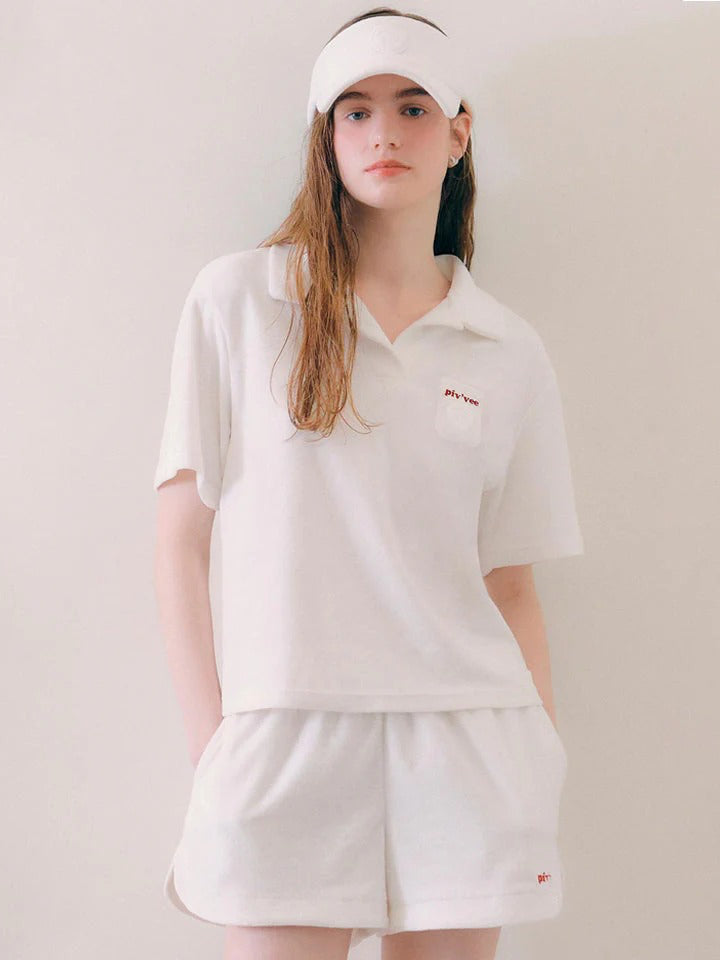 Piv‘vee Terry Waistband Shorts-Cloud White