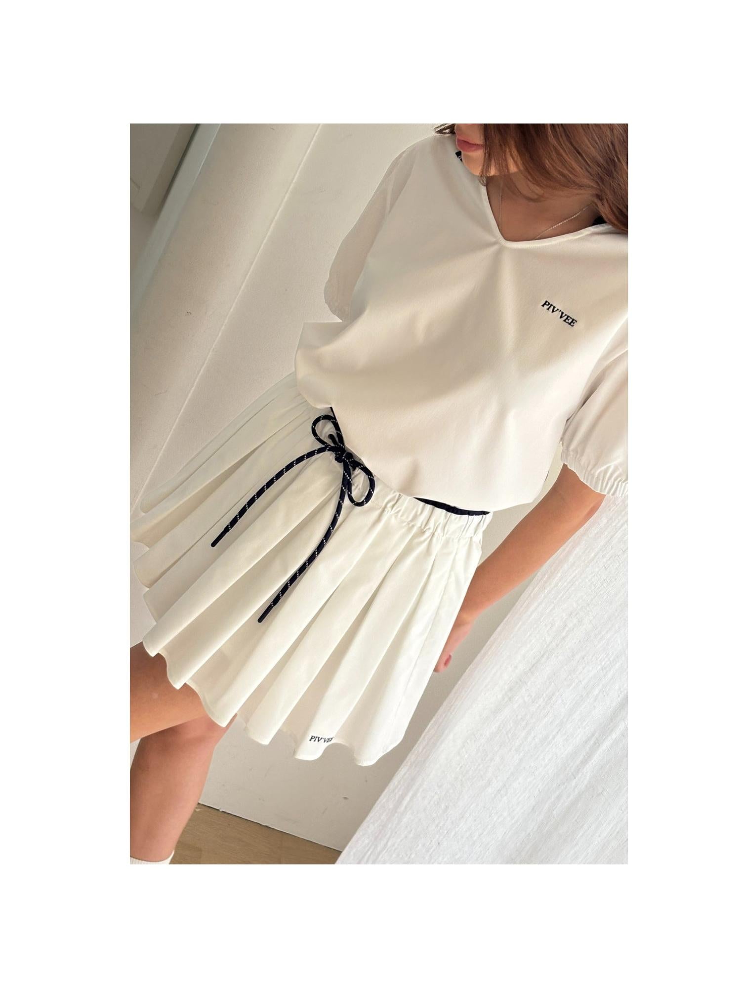 Piv'vee Two Tone Banding Pleated Skirt