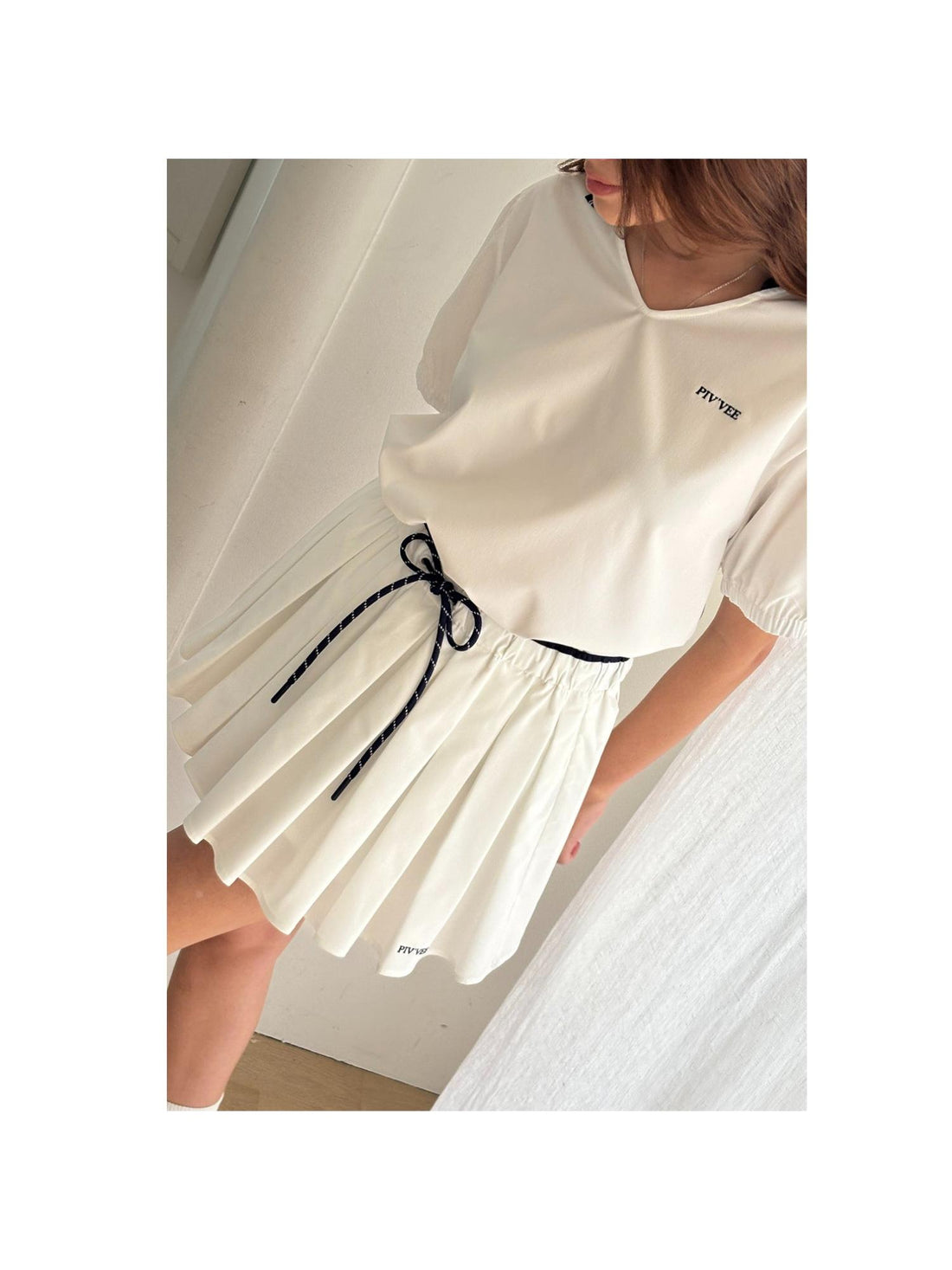 Piv'vee Two Tone Banding Pleated Skirt