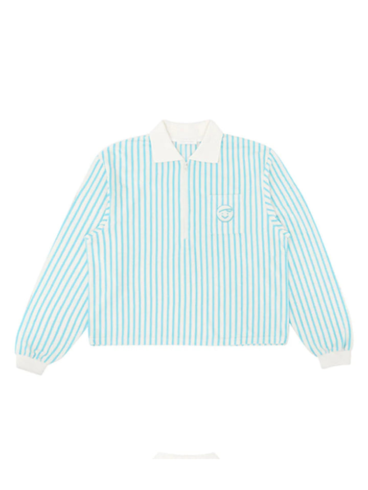Pivvee Stripe Terry PK Shirt-Blue