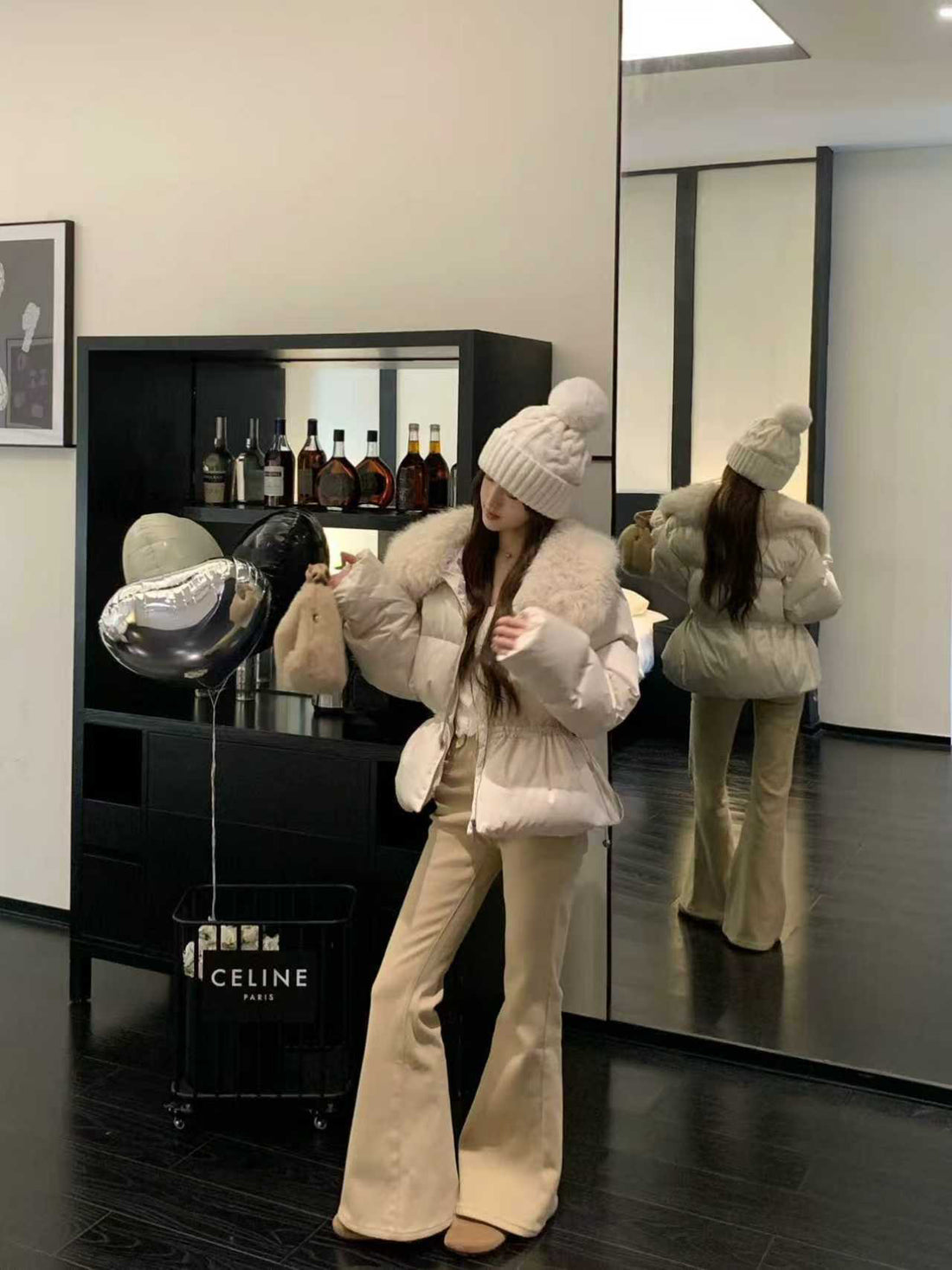 SCENARIO Snow Fox Down Jacket-Beige