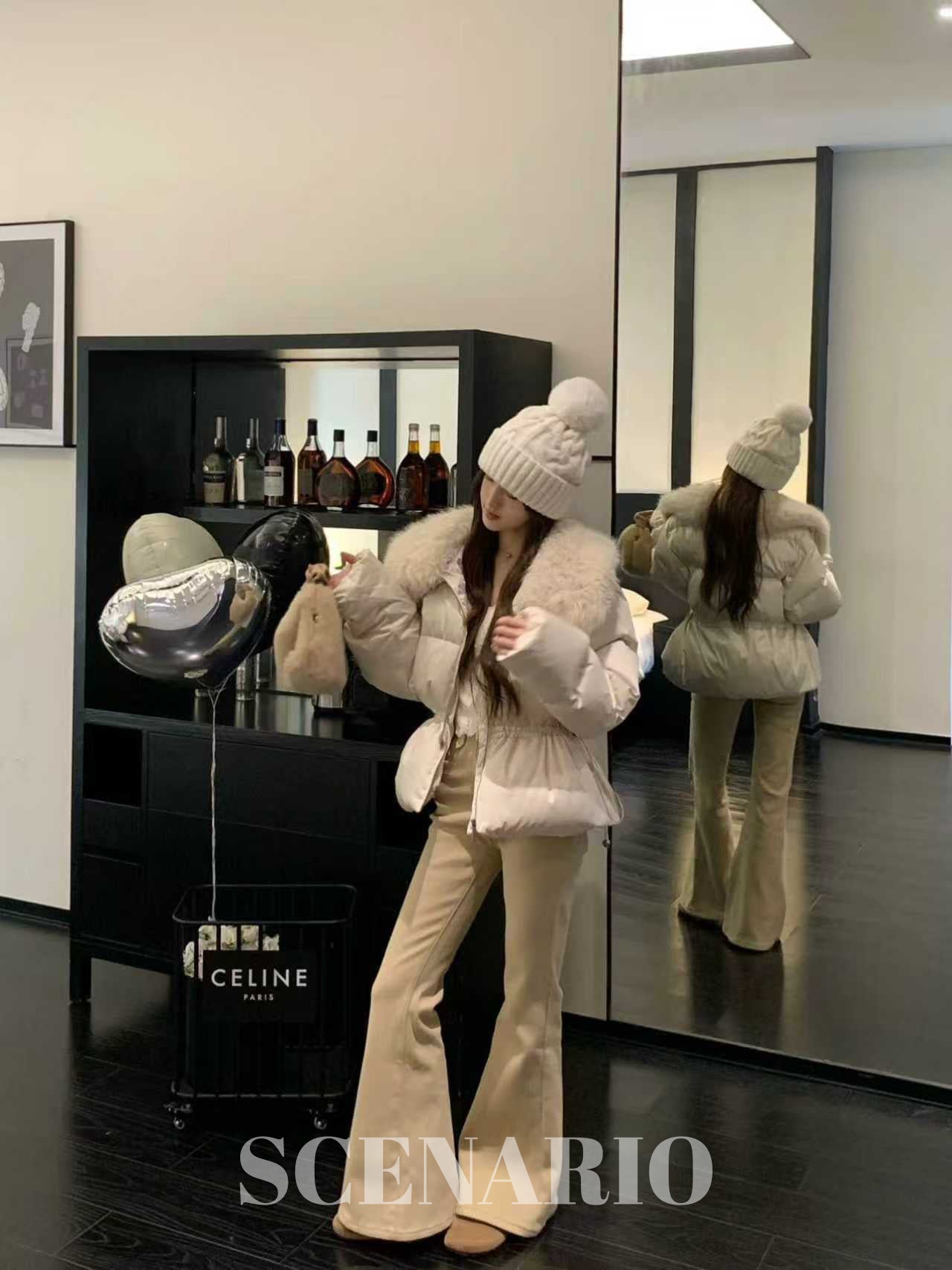 SCENARIO Snow Fox Down Jacket-Beige