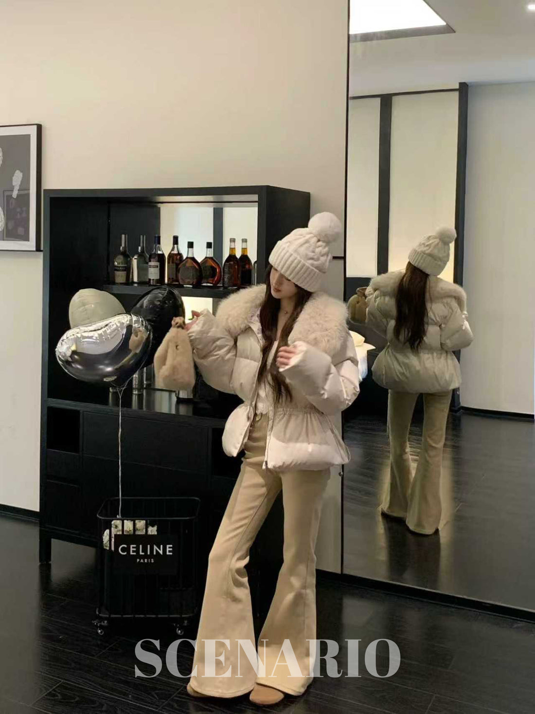 SCENARIO Snow Fox Down Jacket-Beige