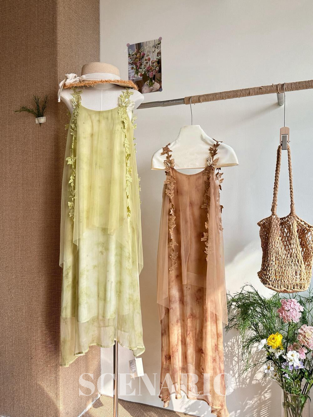 SCENARIO Garden Glow Sheer Maxi Dress - Green
