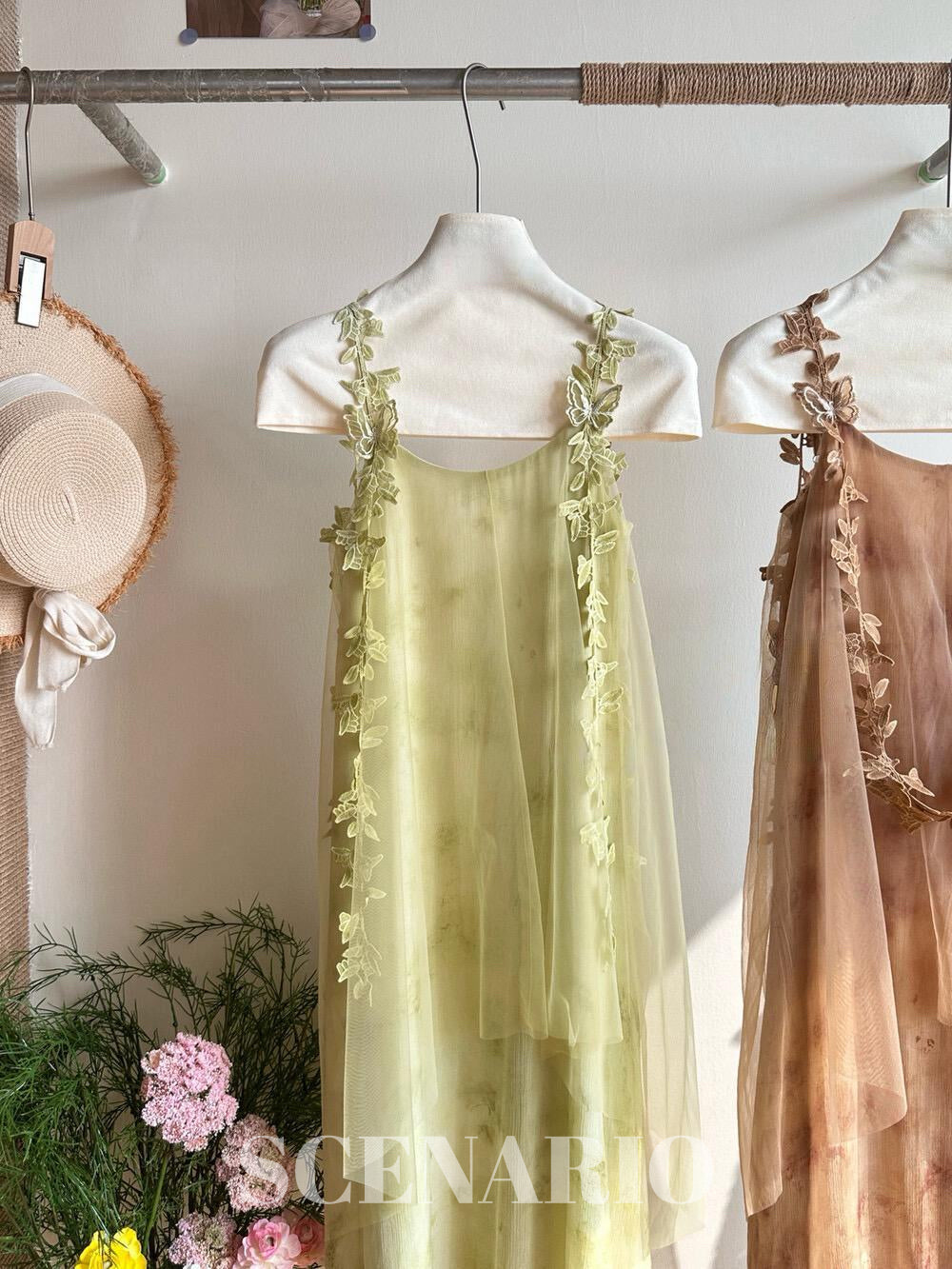 SCENARIO Garden Glow Sheer Maxi Dress - Green