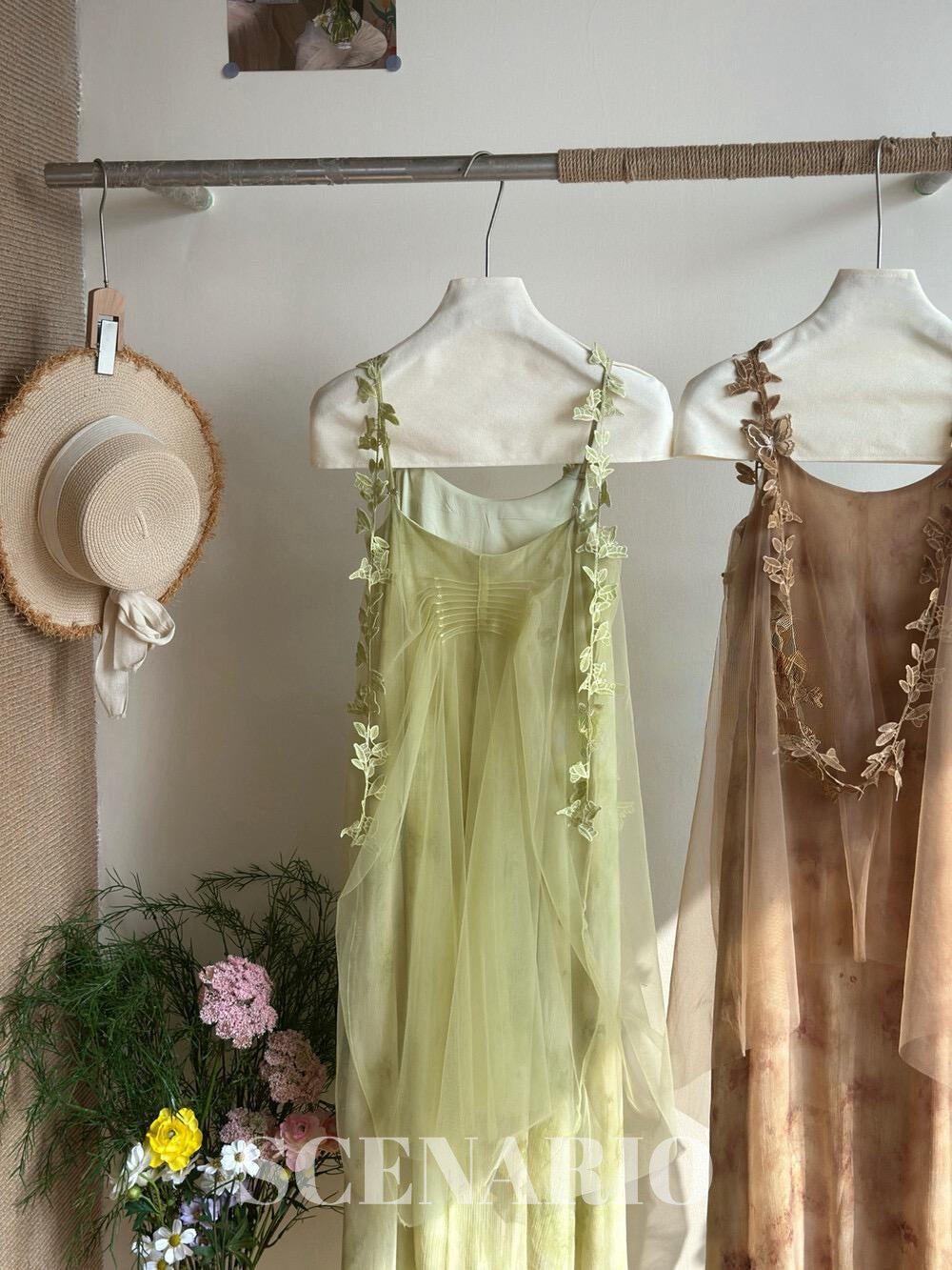 SCENARIO Garden Glow Sheer Maxi Dress - Green