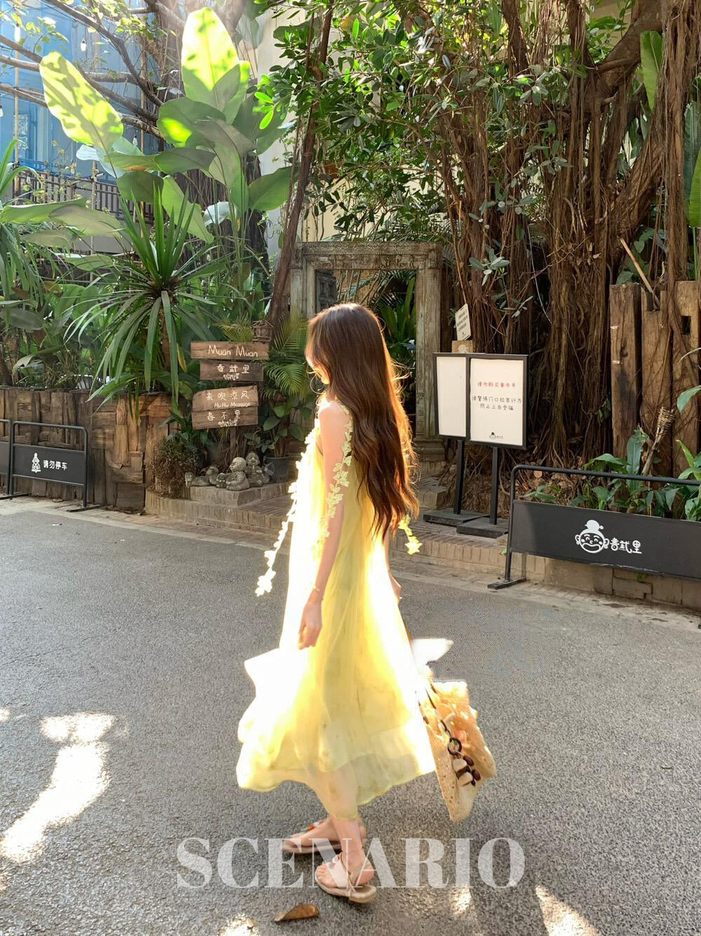 SCENARIO Garden Glow Sheer Maxi Dress - Green