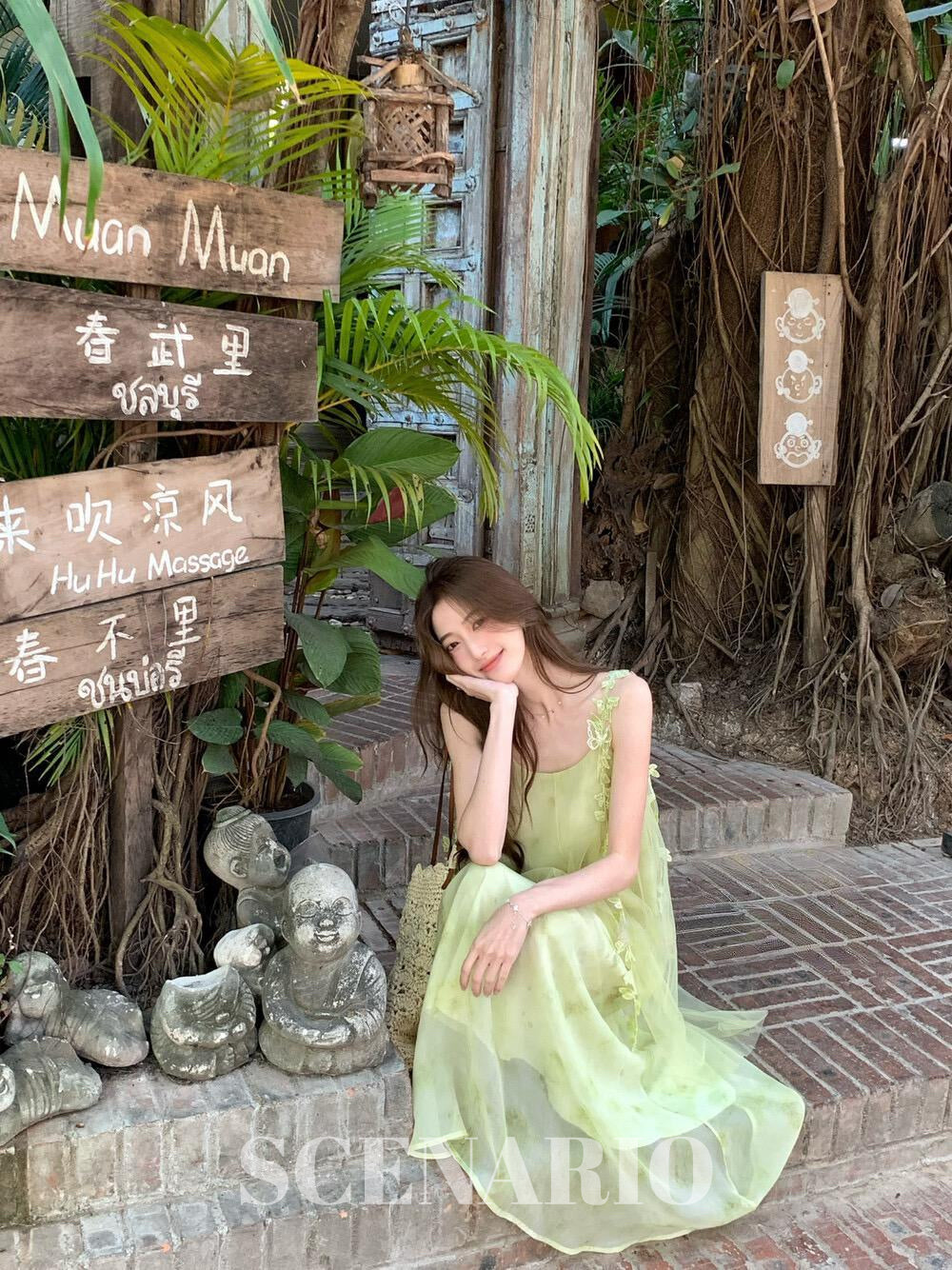 SCENARIO Garden Glow Sheer Maxi Dress - Green