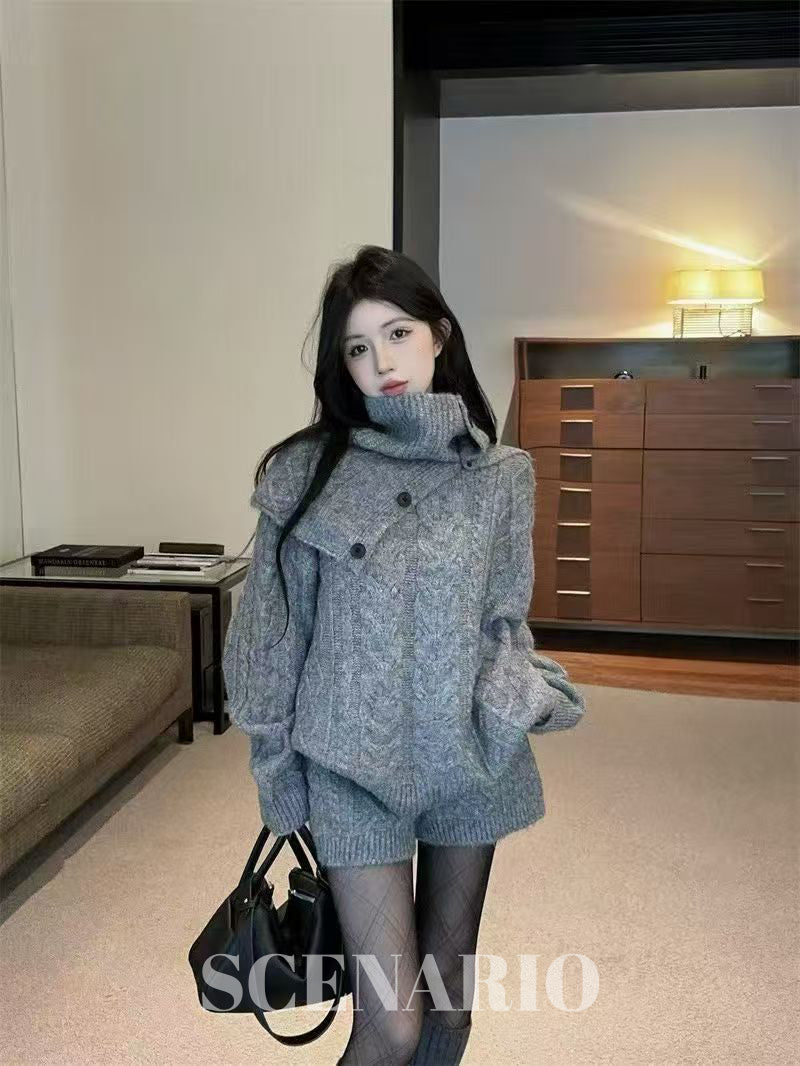 SCENARIO Cable Wrap Knit 3-Piece Set-2 Colors